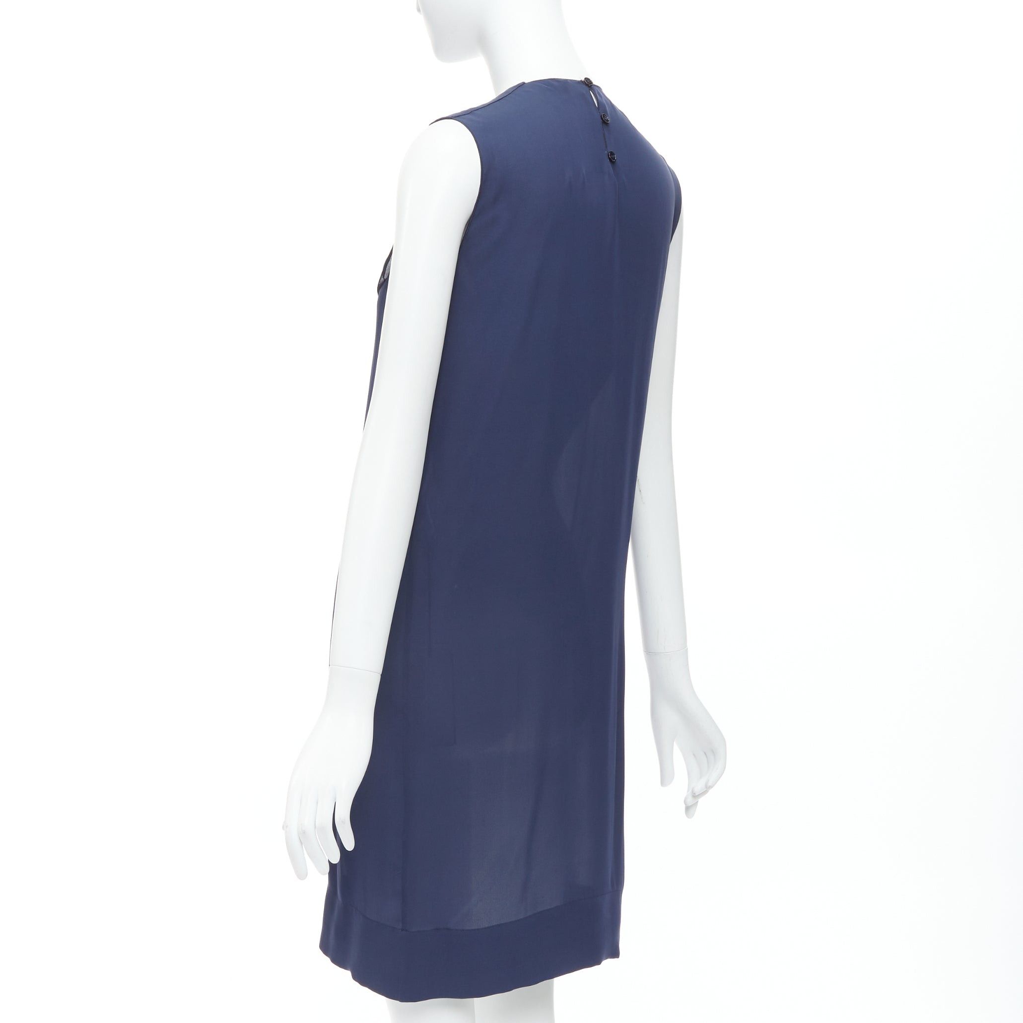 Stella McCartney STELLA MCCARTNEY 2008 navy 100% silk bow neck shift dress IT38 XS Size XS / US 0-2 / IT 36-38 - 6 Thumbnail