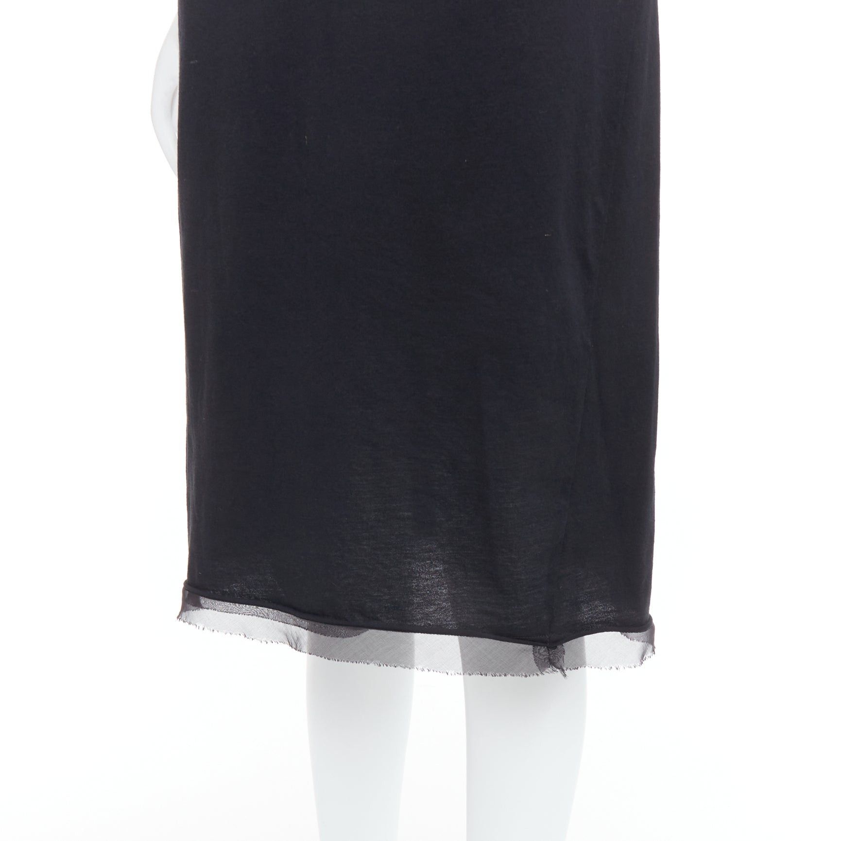 Lanvin LANVIN black cotton silk trimmed asymmetric draped midi dress XXS Size XS / US 0-2 / IT 36-38 - 7 Thumbnail