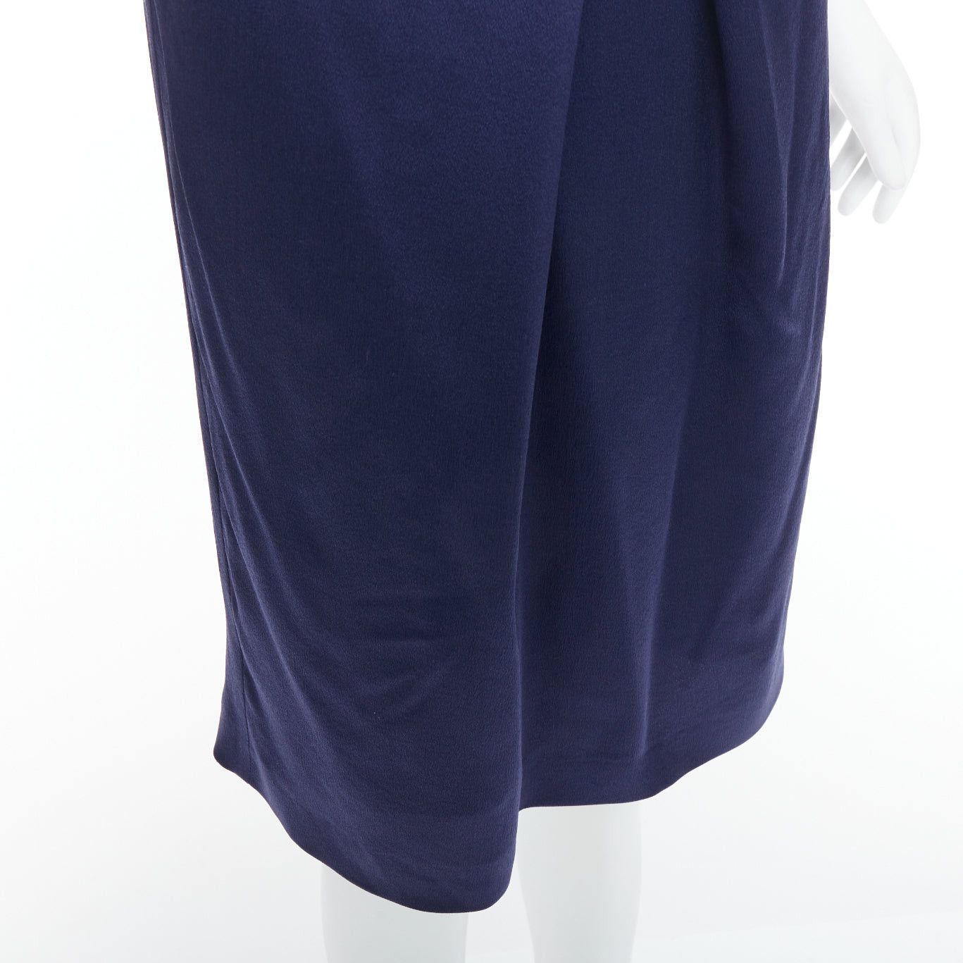 Alberta Ferretti ALBERTA FERRETTI 100% silk navy bow detail cap sleeve V neck dress IT38 XS Size XS / US 0-2 / IT 36-38 - 7 Thumbnail