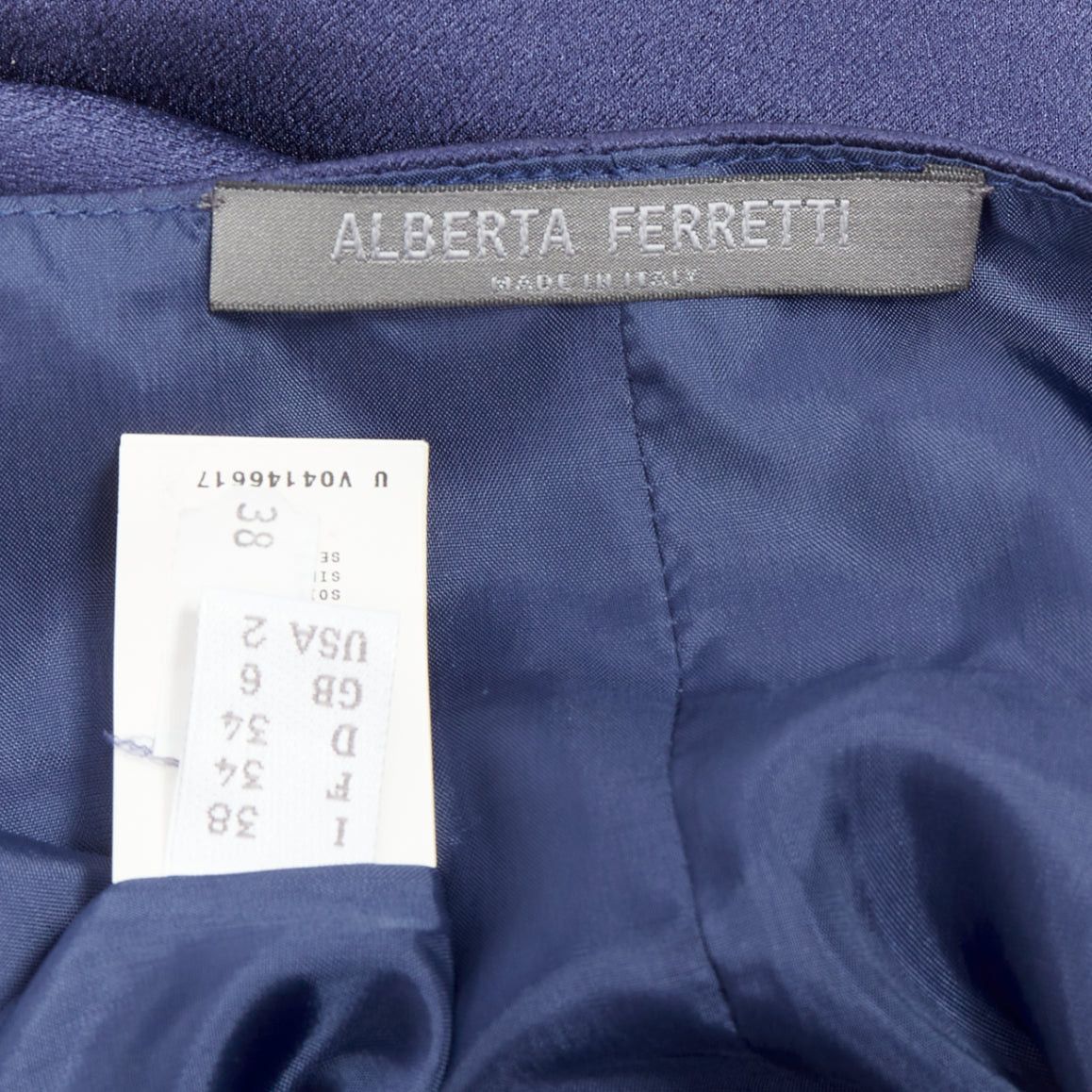 Alberta Ferretti ALBERTA FERRETTI 100% silk navy bow detail cap sleeve V neck dress IT38 XS Size XS / US 0-2 / IT 36-38 - 8 Thumbnail
