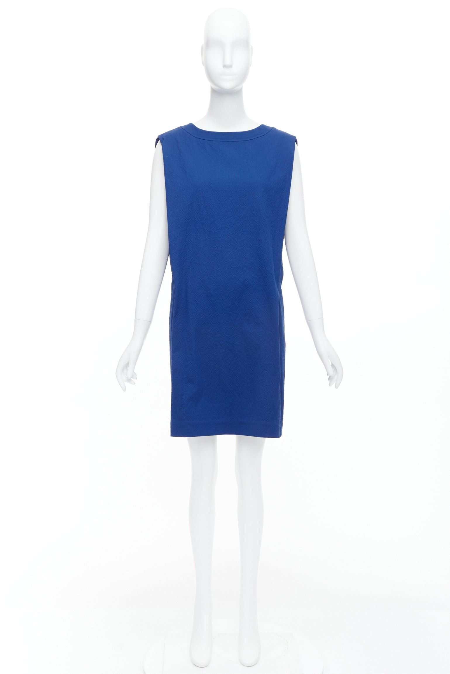Hermes HERMES cobalt blue cotton blend pleated boxy shift dress FR34 XS Size XS / US 0-2 / IT 36-38 - 9 Thumbnail