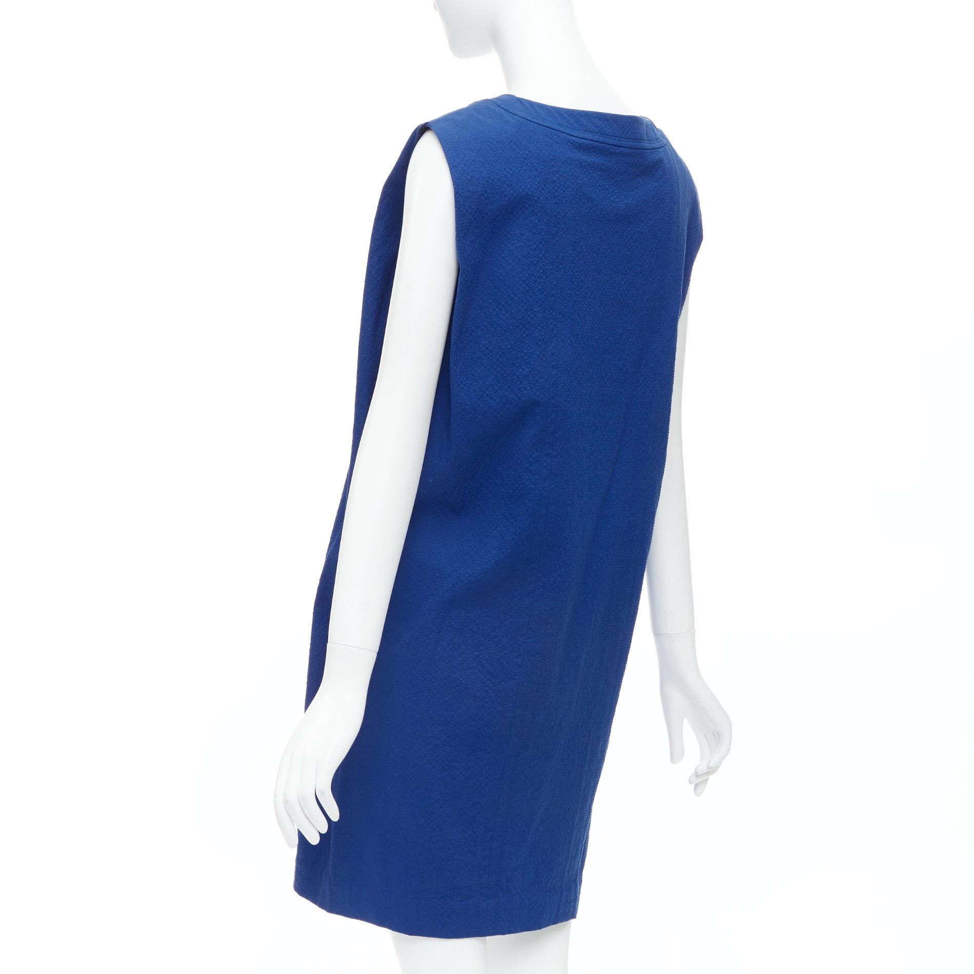 Hermes HERMES cobalt blue cotton blend pleated boxy shift dress FR34 XS Size XS / US 0-2 / IT 36-38 - 5 Thumbnail