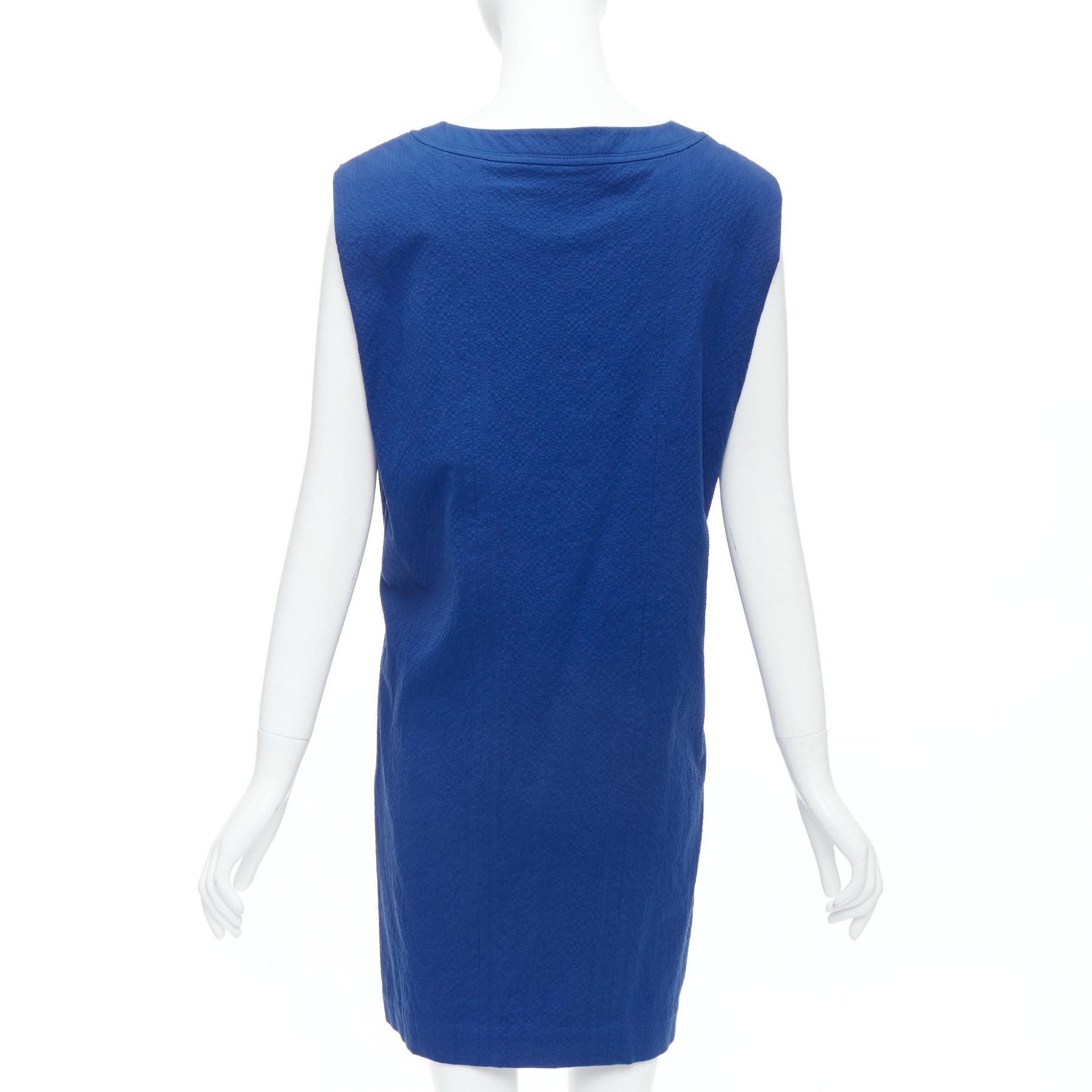 Hermes HERMES cobalt blue cotton blend pleated boxy shift dress FR34 XS Size XS / US 0-2 / IT 36-38 - 4 Thumbnail