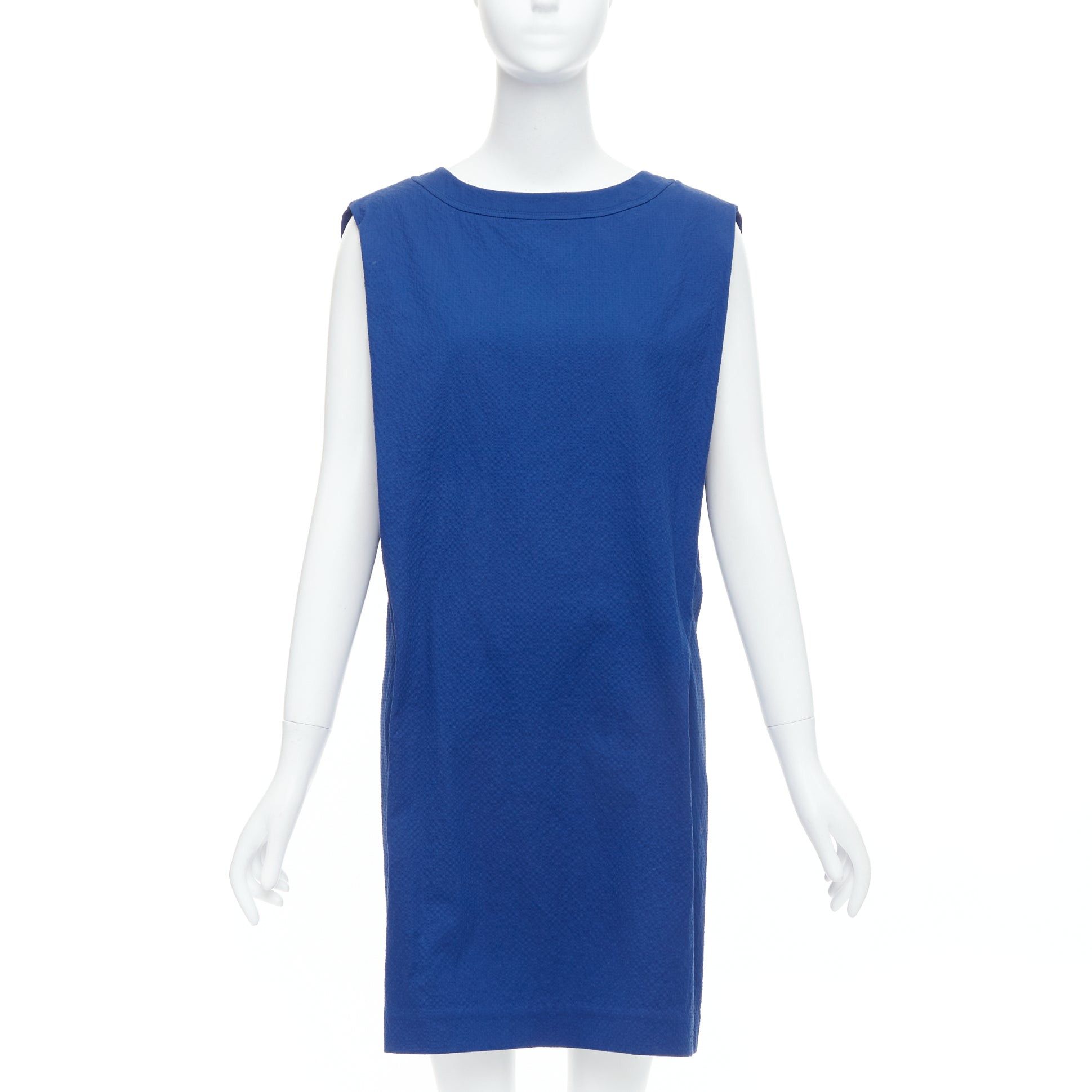 Hermes HERMES cobalt blue cotton blend pleated boxy shift dress FR34 XS Size XS / US 0-2 / IT 36-38 - 2 Thumbnail