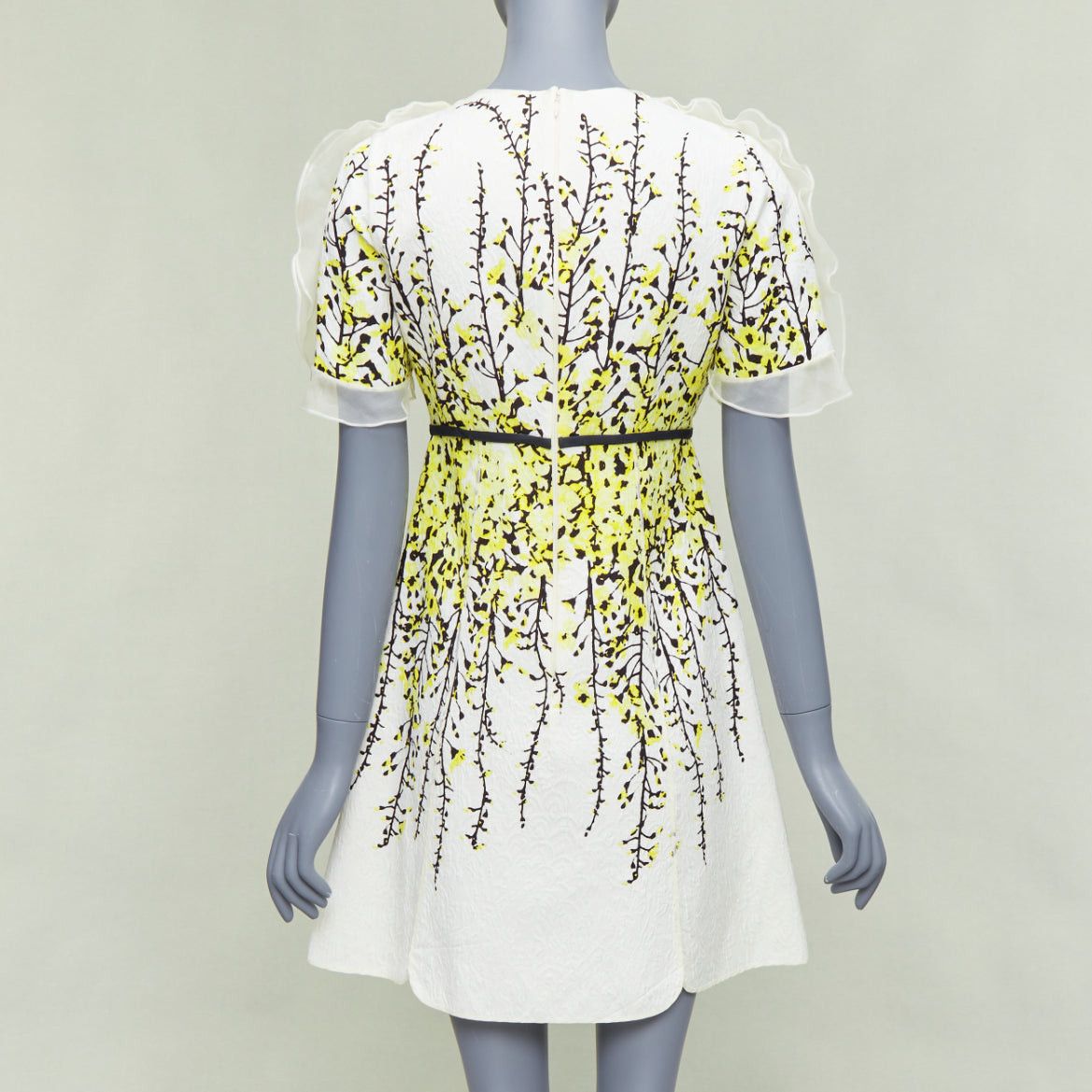 Giambattista Valli GIAMBATTISTA VALLI cream yellow floral jacquard flutter dress IT40 XS Size S / US 4 / IT 40 - 5 Thumbnail