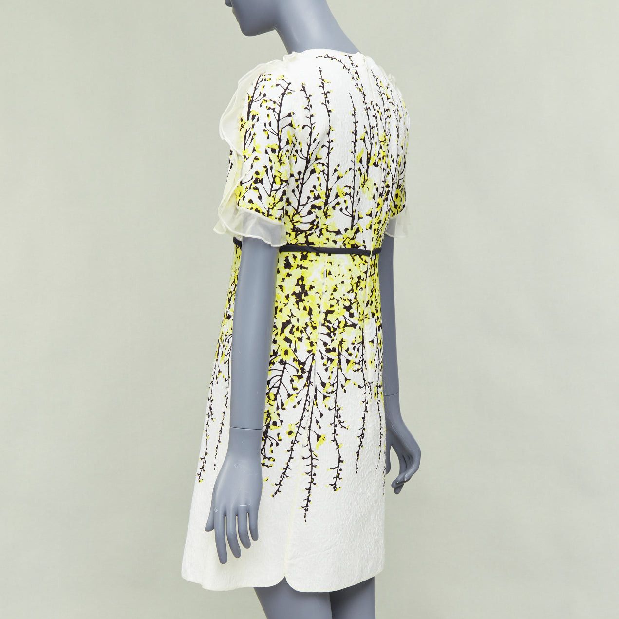 Giambattista Valli GIAMBATTISTA VALLI cream yellow floral jacquard flutter dress IT40 XS Size S / US 4 / IT 40 - 6 Thumbnail