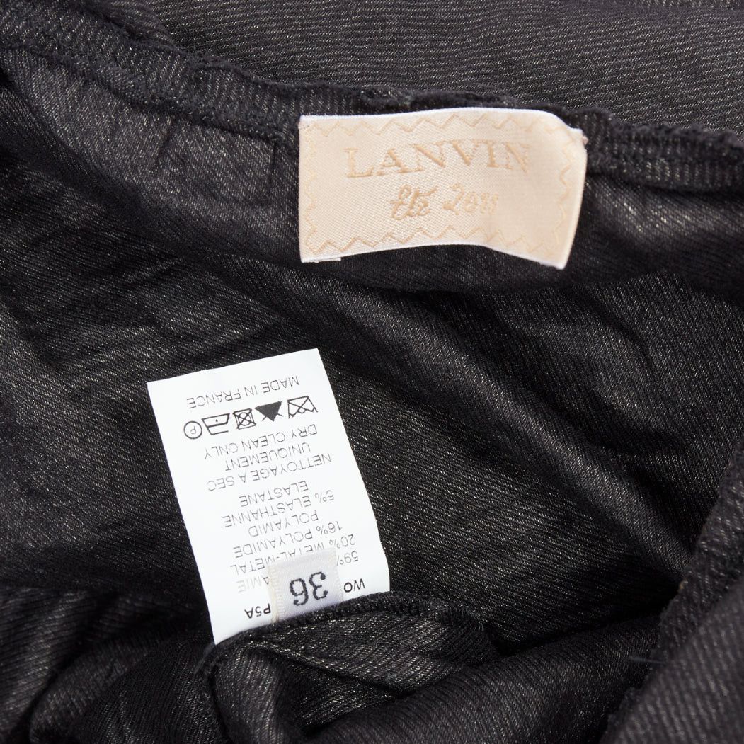 Lanvin LANVIN 2011 black ramie metal blend one shoulder bow mini dress FR36 S Size S / US 4 / IT 40 - 8 Thumbnail
