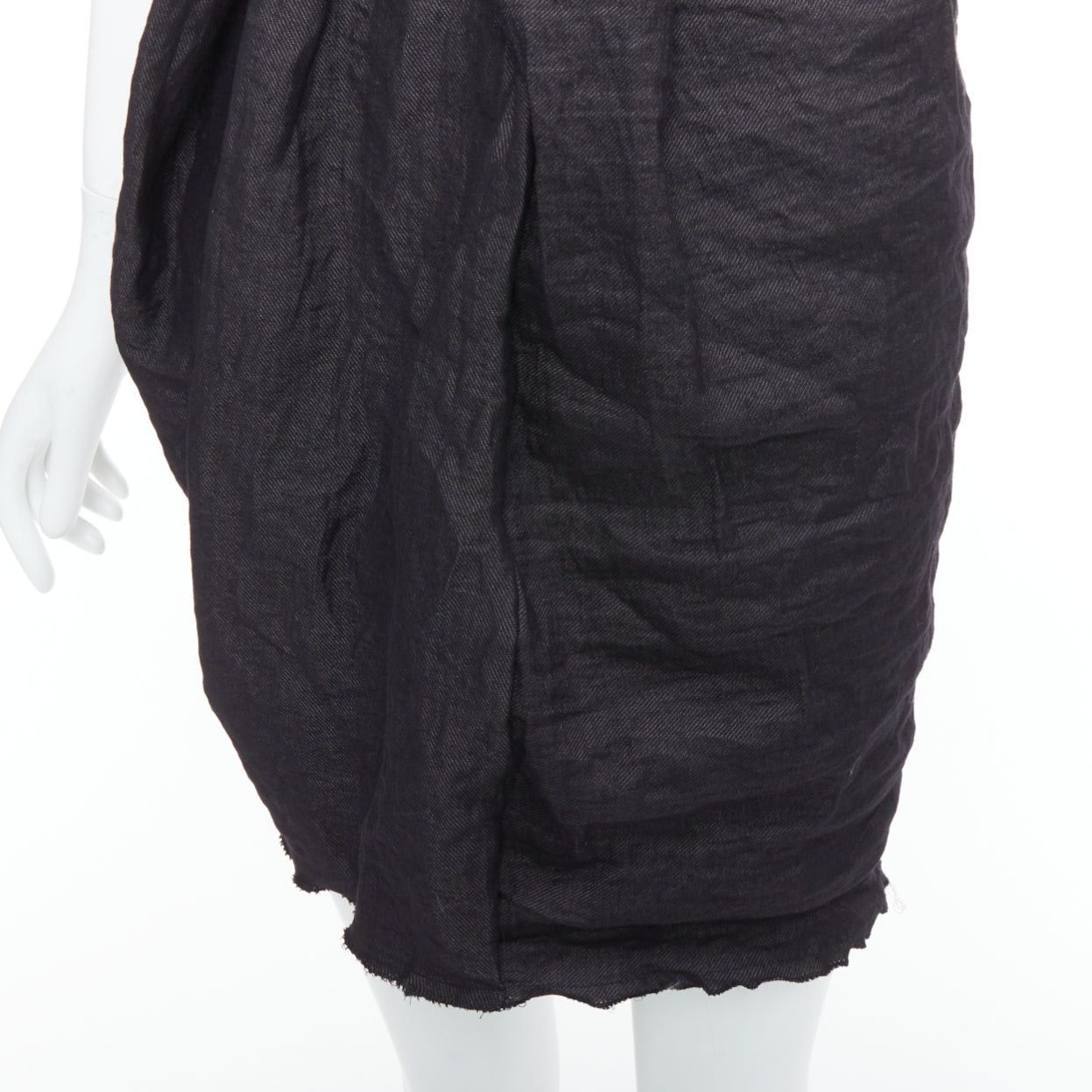 Lanvin LANVIN 2011 black ramie metal blend one shoulder bow mini dress FR36 S Size S / US 4 / IT 40 - 7 Thumbnail