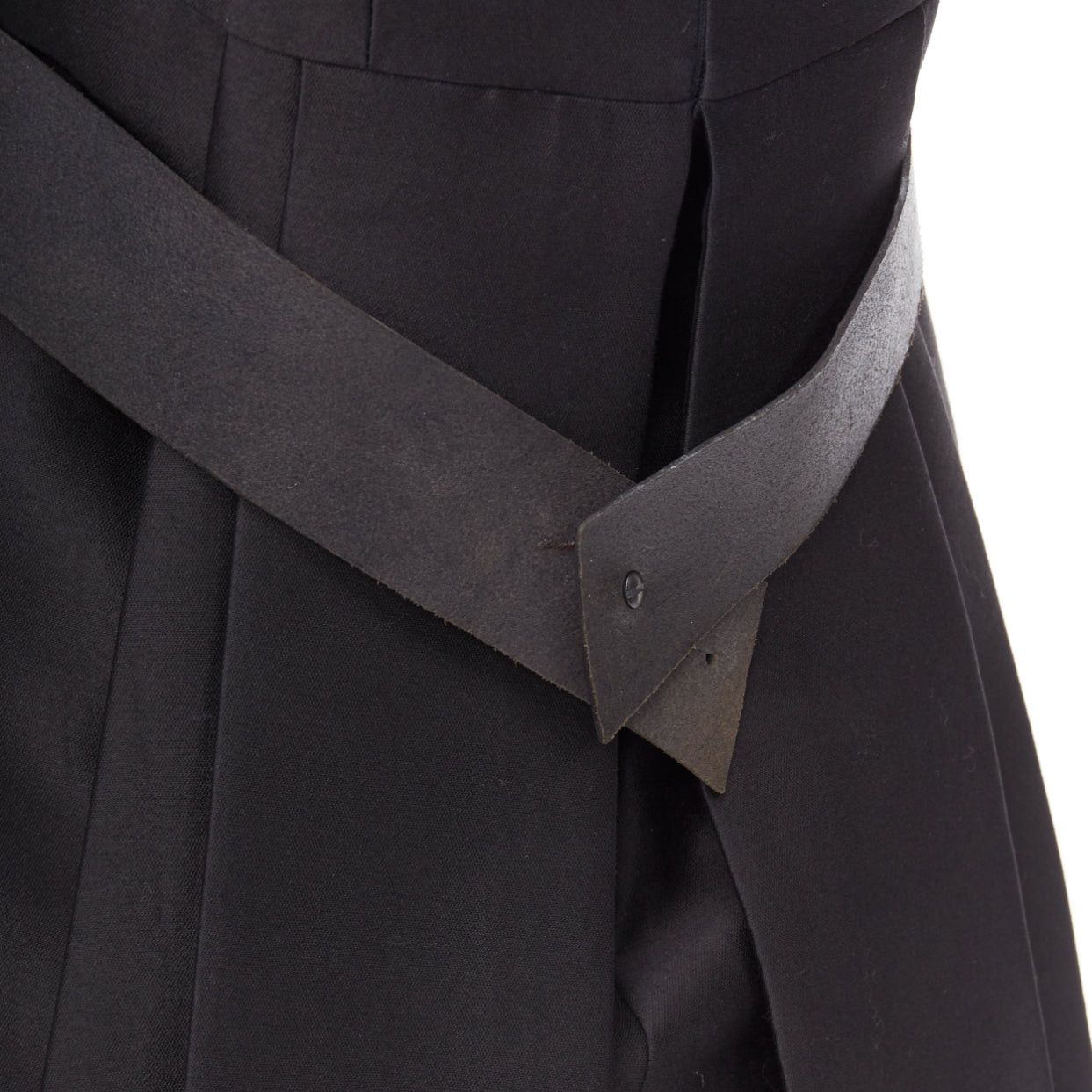 Balenciaga BALENCIAGA 2008 Ghesquiere Black Dress cotton silk crepe A-line belted FR36 S Size S / US 4 / IT 40 - 2 Thumbnail