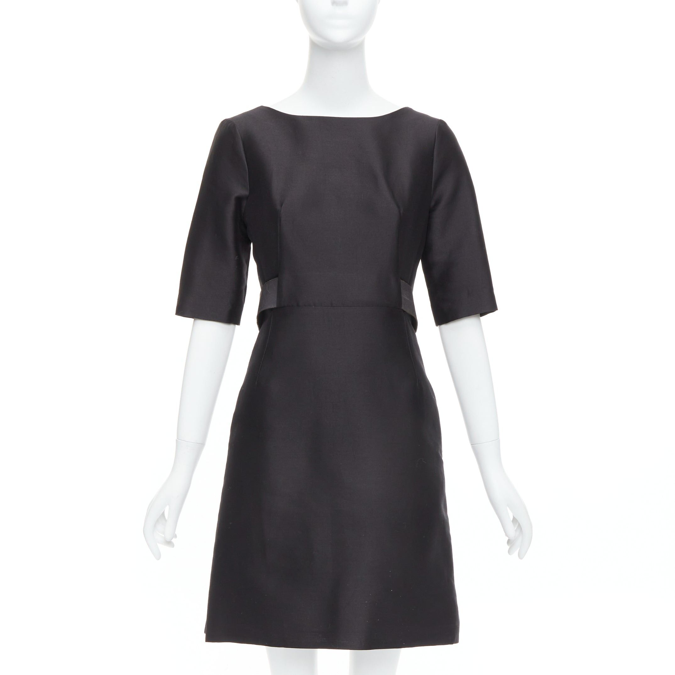 Balenciaga BALENCIAGA 2008 Ghesquiere Black Dress cotton silk crepe A-line belted FR36 S Size S / US 4 / IT 40 - 3 Thumbnail