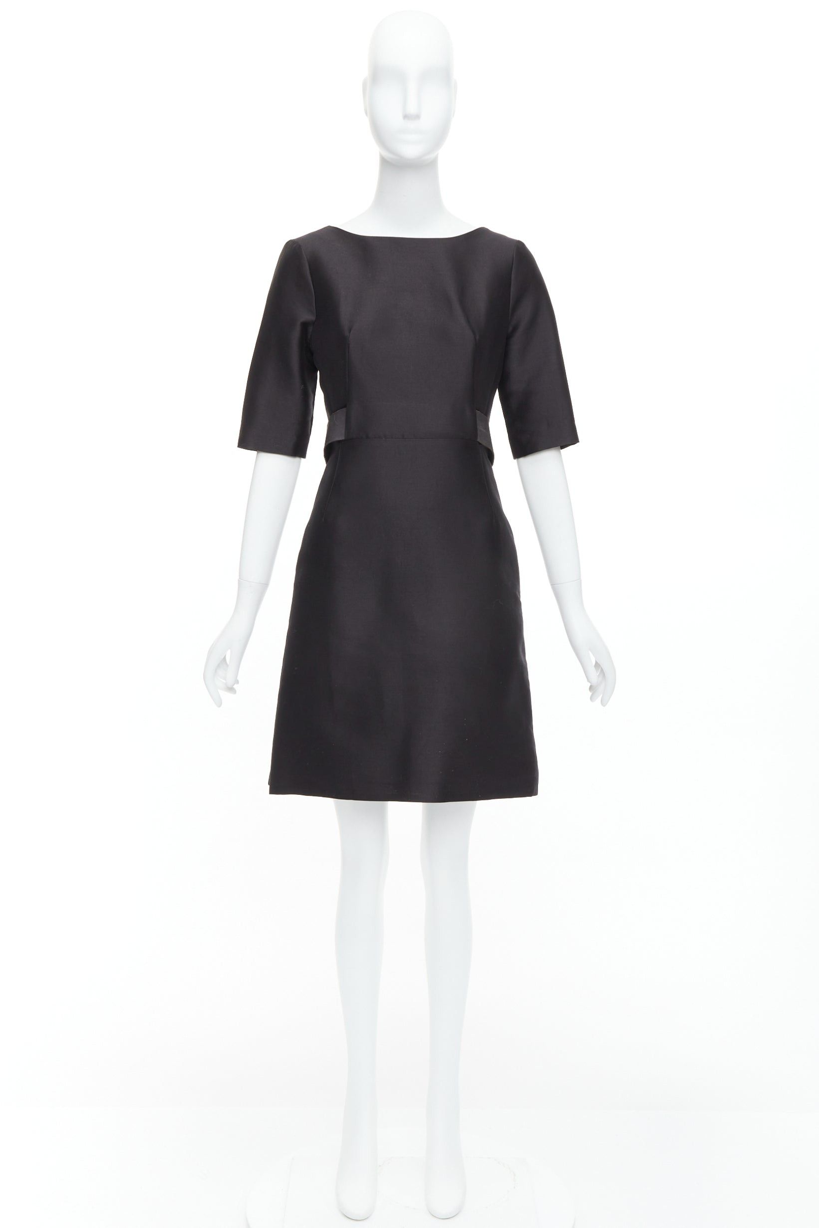 Balenciaga BALENCIAGA 2008 Ghesquiere Black Dress cotton silk crepe A-line belted FR36 S Size S / US 4 / IT 40 - 10 Thumbnail