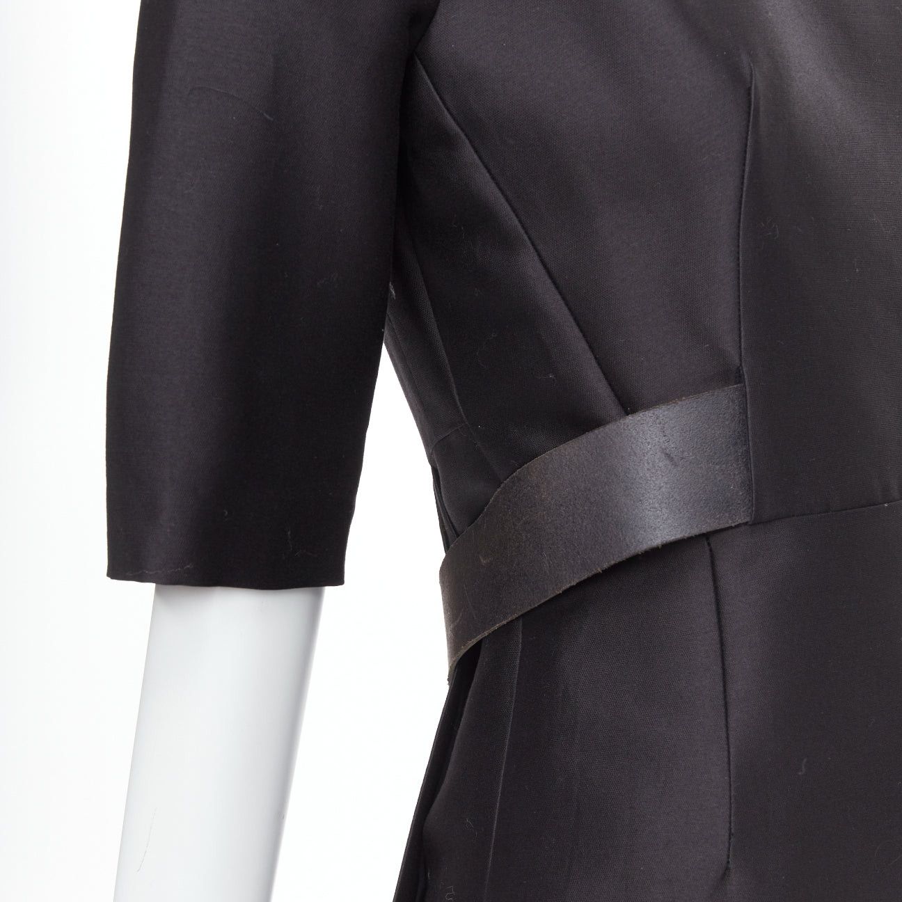 Balenciaga BALENCIAGA 2008 Ghesquiere Black Dress cotton silk crepe A-line belted FR36 S Size S / US 4 / IT 40 - 8 Thumbnail