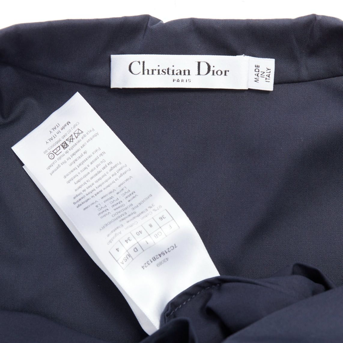Dior CHRISTIAN DIOR navy cotton beaded crest badge button down dress FR36 S Size S / US 4 / IT 40 - 8 Thumbnail