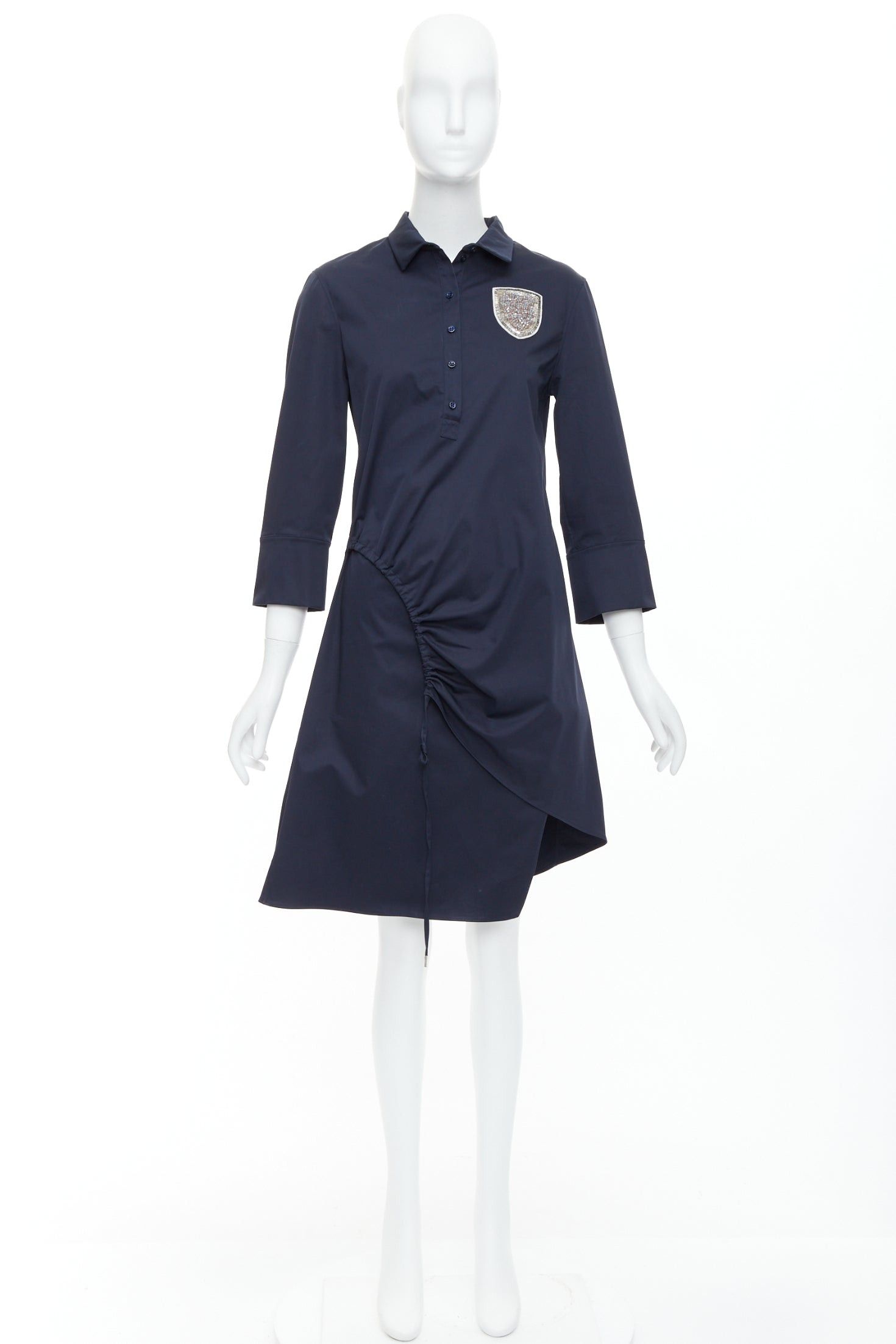 Dior CHRISTIAN DIOR navy cotton beaded crest badge button down dress FR36 S Size S / US 4 / IT 40 - 9 Thumbnail