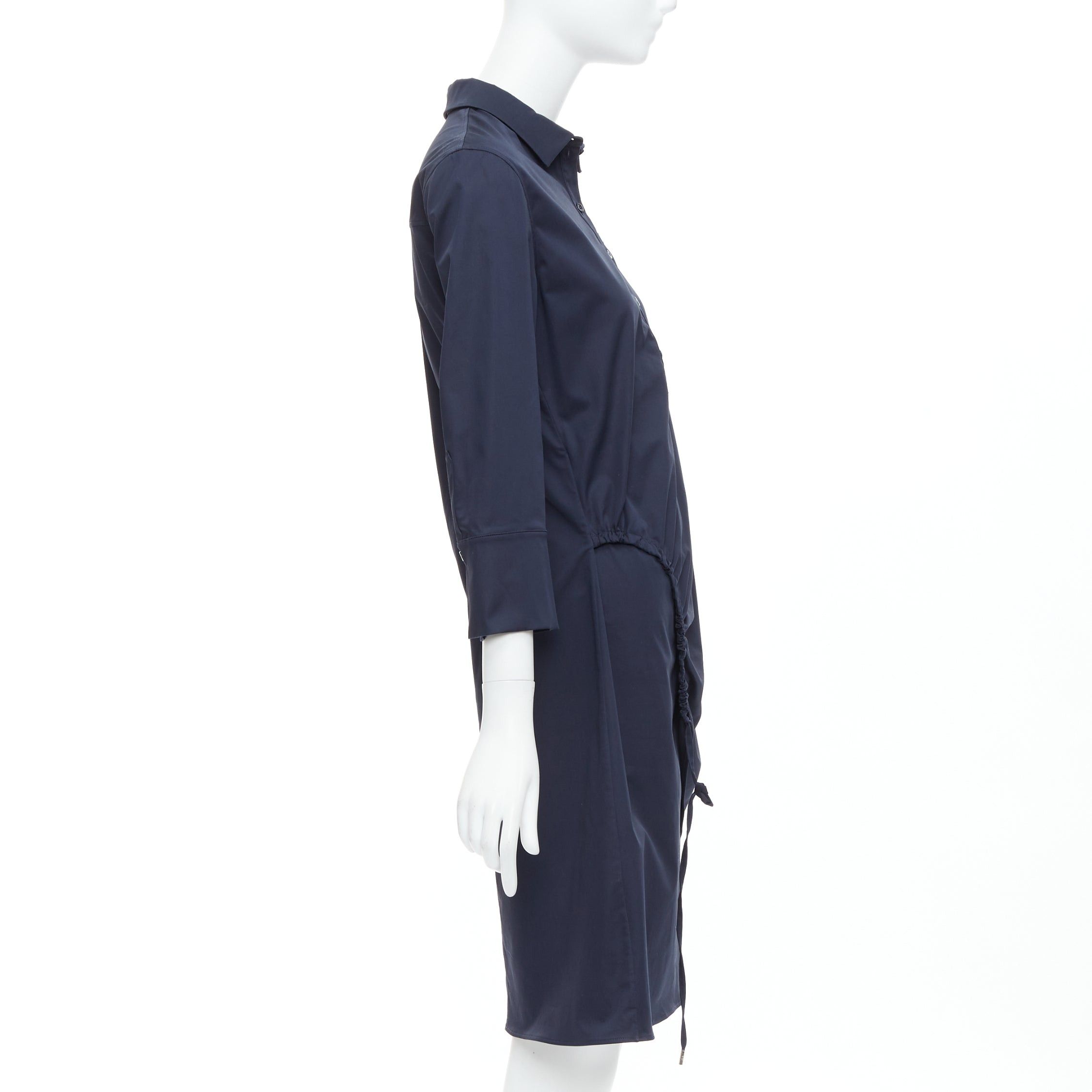 Dior CHRISTIAN DIOR navy cotton beaded crest badge button down dress FR36 S Size S / US 4 / IT 40 - 4 Thumbnail