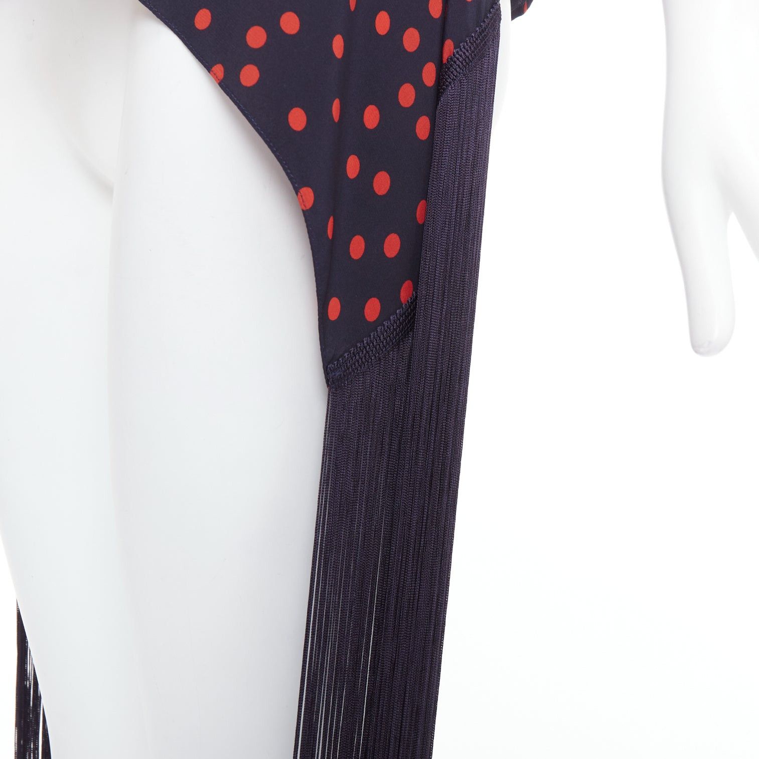 Stella McCartney STELLA MCCARTNEY 2019 red navy silk polka dot fringe trim top IT38 XS Size XS / US 0-2 / IT 36-38 - 2 Thumbnail