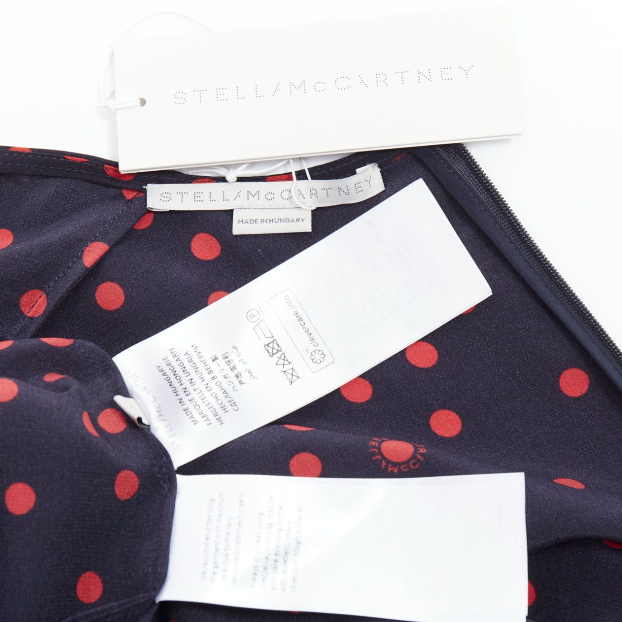Stella McCartney STELLA MCCARTNEY 2019 red navy silk polka dot fringe trim top IT38 XS Size XS / US 0-2 / IT 36-38 - 8 Thumbnail