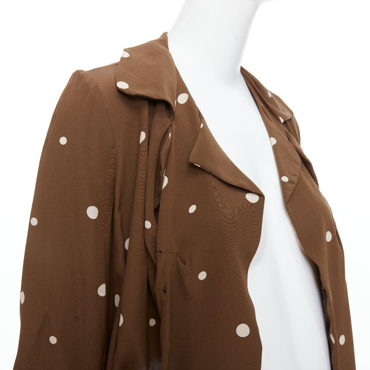 Marni MARNI 100% silk brown grey polka dot print relaxed blazer IT36 XXS Size XS / US 0-2 / IT 36-38 - 2 Thumbnail