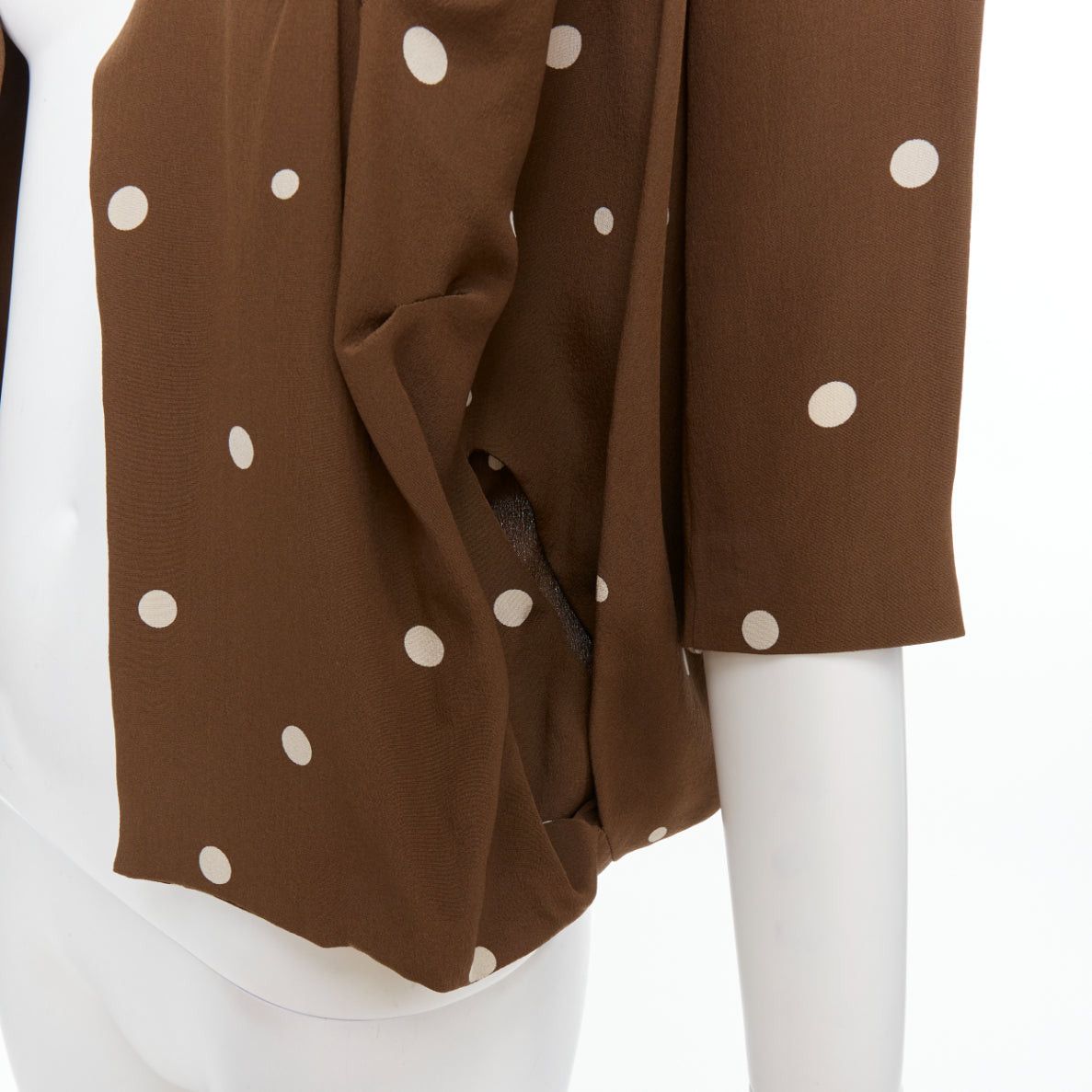 Marni MARNI 100% silk brown grey polka dot print relaxed blazer IT36 XXS Size XS / US 0-2 / IT 36-38 - 7 Thumbnail