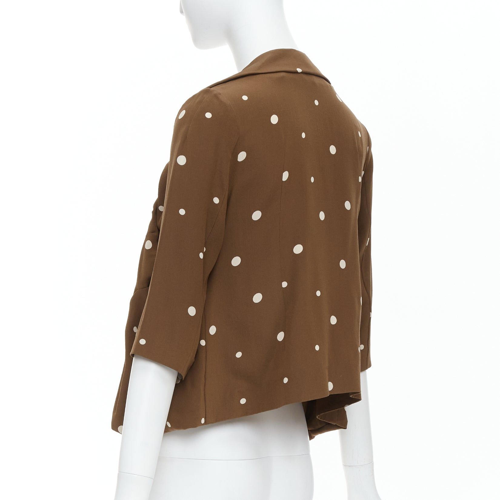 Marni MARNI 100% silk brown grey polka dot print relaxed blazer IT36 XXS Size XS / US 0-2 / IT 36-38 - 6 Thumbnail