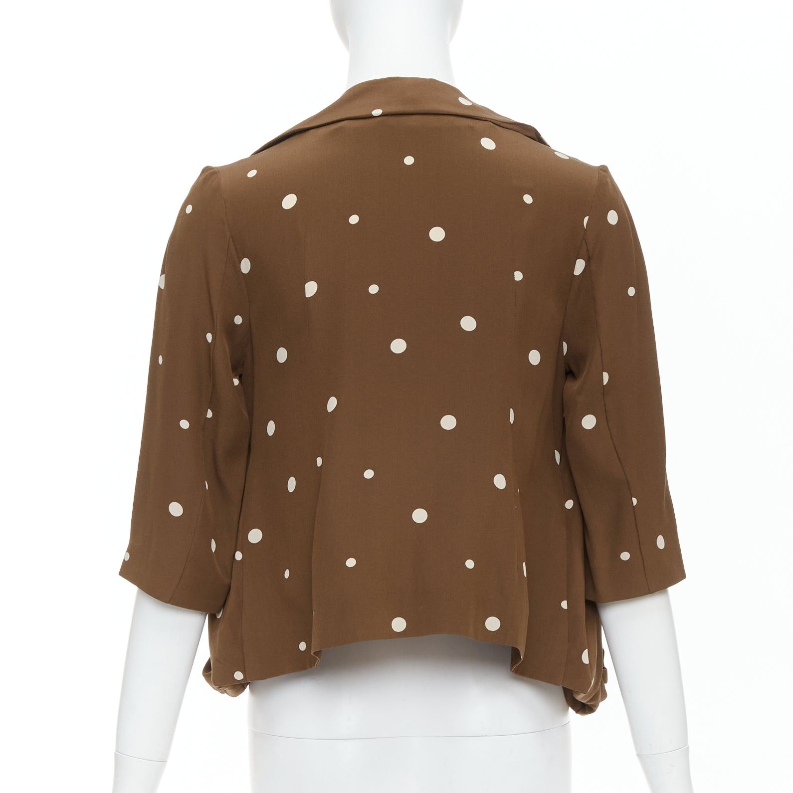 Marni MARNI 100% silk brown grey polka dot print relaxed blazer IT36 XXS Size XS / US 0-2 / IT 36-38 - 5 Thumbnail