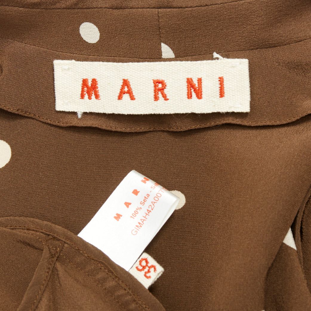 Marni MARNI 100% silk brown grey polka dot print relaxed blazer IT36 XXS Size XS / US 0-2 / IT 36-38 - 8 Thumbnail
