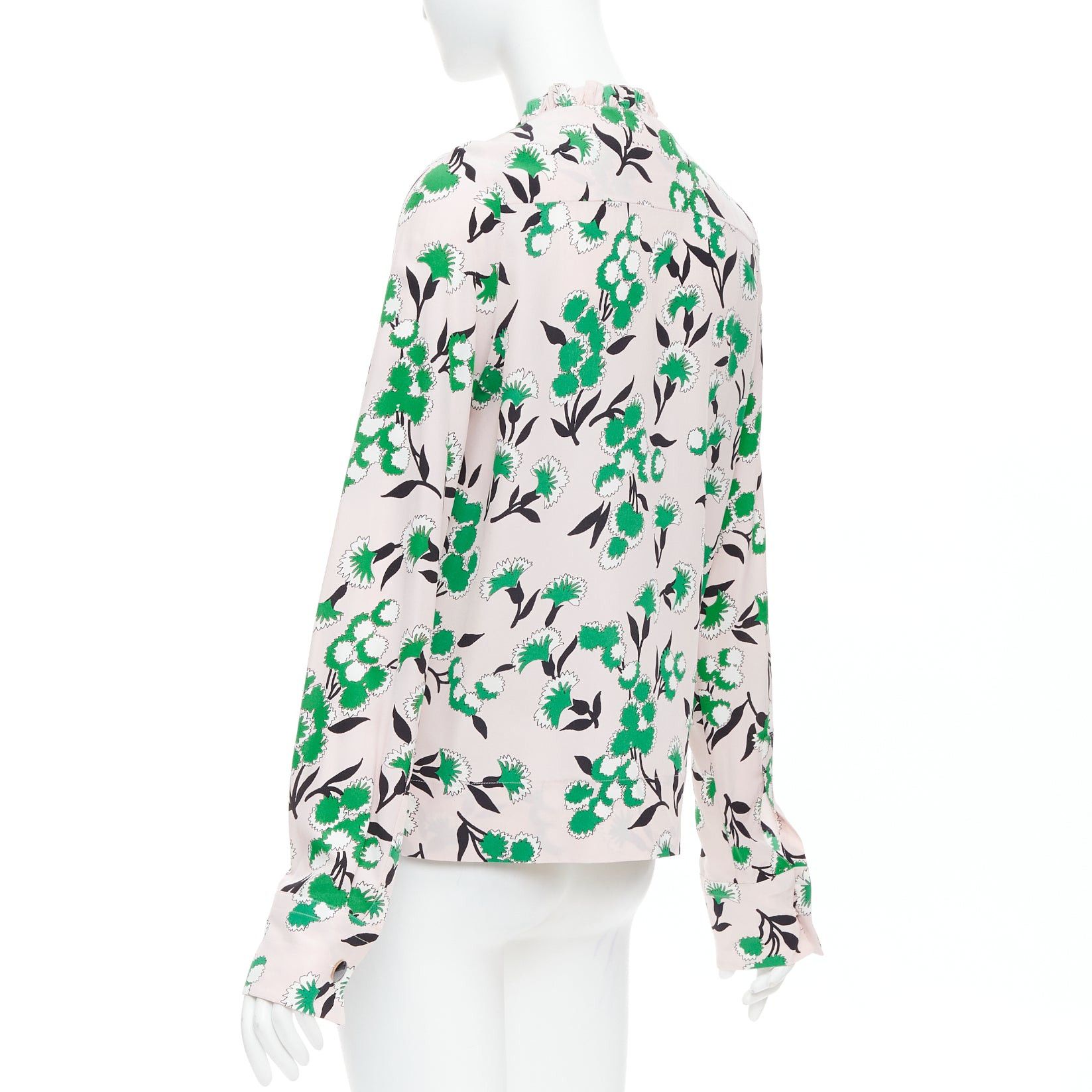 Marni MARNI 100% silk pink green floral print ruffle front blouse top IT40 S Size S / US 4 / IT 40 - 6 Thumbnail