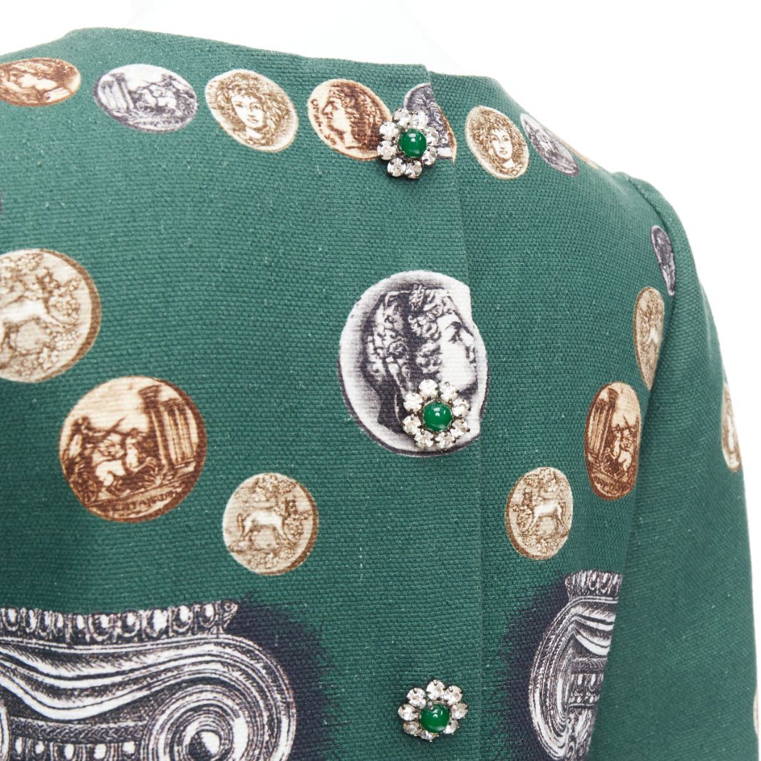 Dolce & Gabbana DOLCE GABBANA 2014 Runway green roman coin column bejeweled skirt set IT38 XS Size XS / US 0-2 / IT 36-38 - 9 Thumbnail
