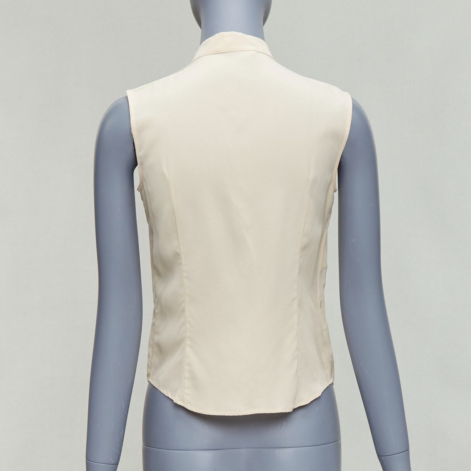 Prada PRADA 2006 Vintage 100% silk ruffle front high collar sleeveless shirt IT38 XS Size XS / US 0-2 / IT 36-38 - 5 Thumbnail