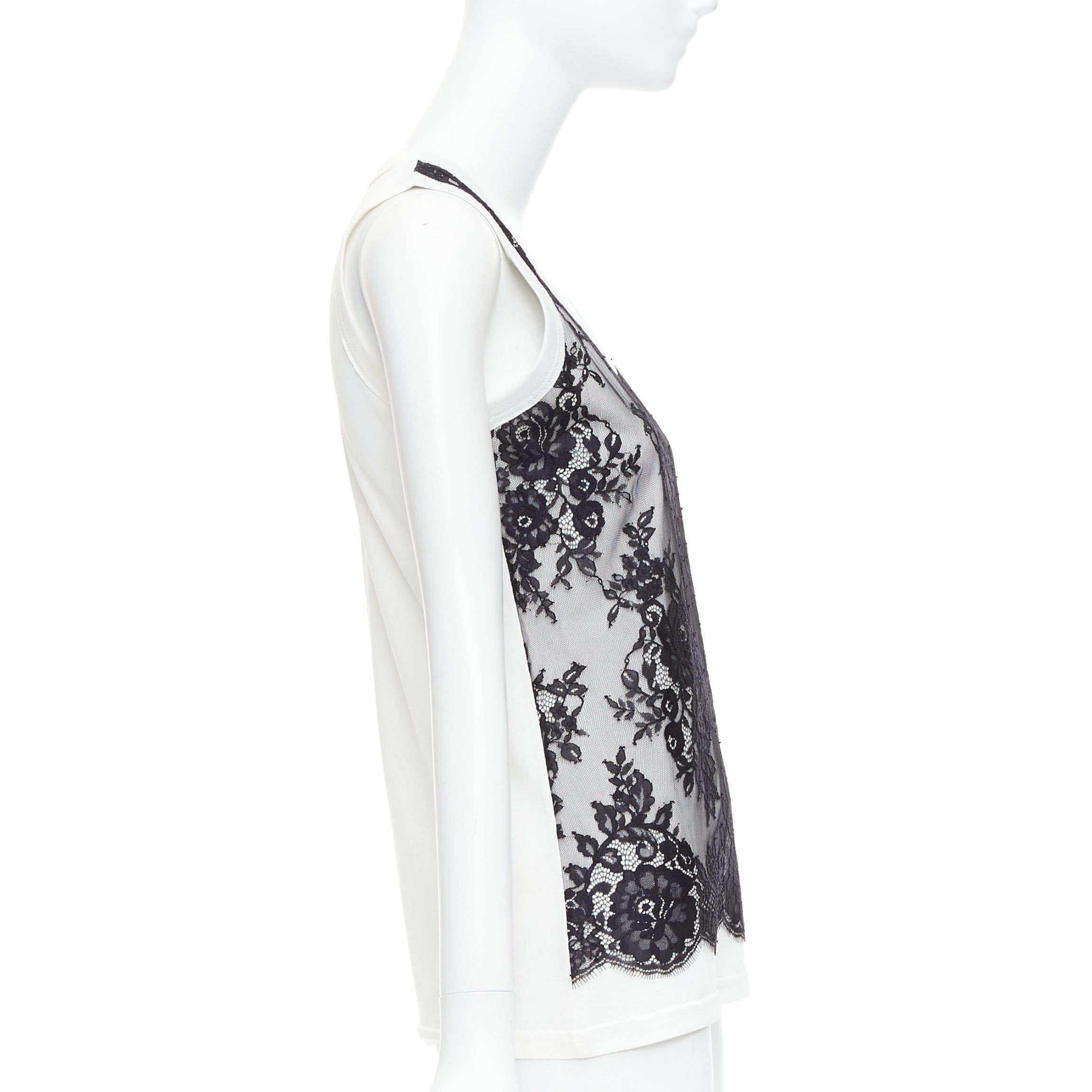 Dolce & Gabbana DOLCE GABBANA black white cotton lace overlay tank top IT40 S Size S / US 4 / IT 40 - 4 Thumbnail