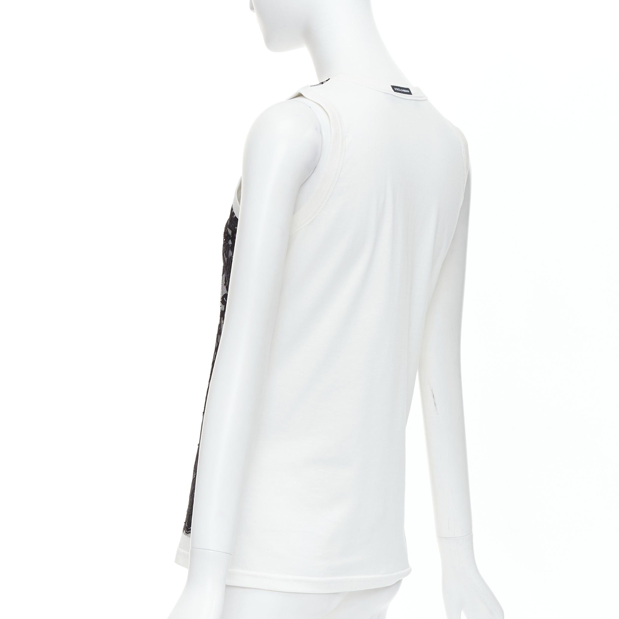 Dolce & Gabbana DOLCE GABBANA black white cotton lace overlay tank top IT40 S Size S / US 4 / IT 40 - 6 Thumbnail