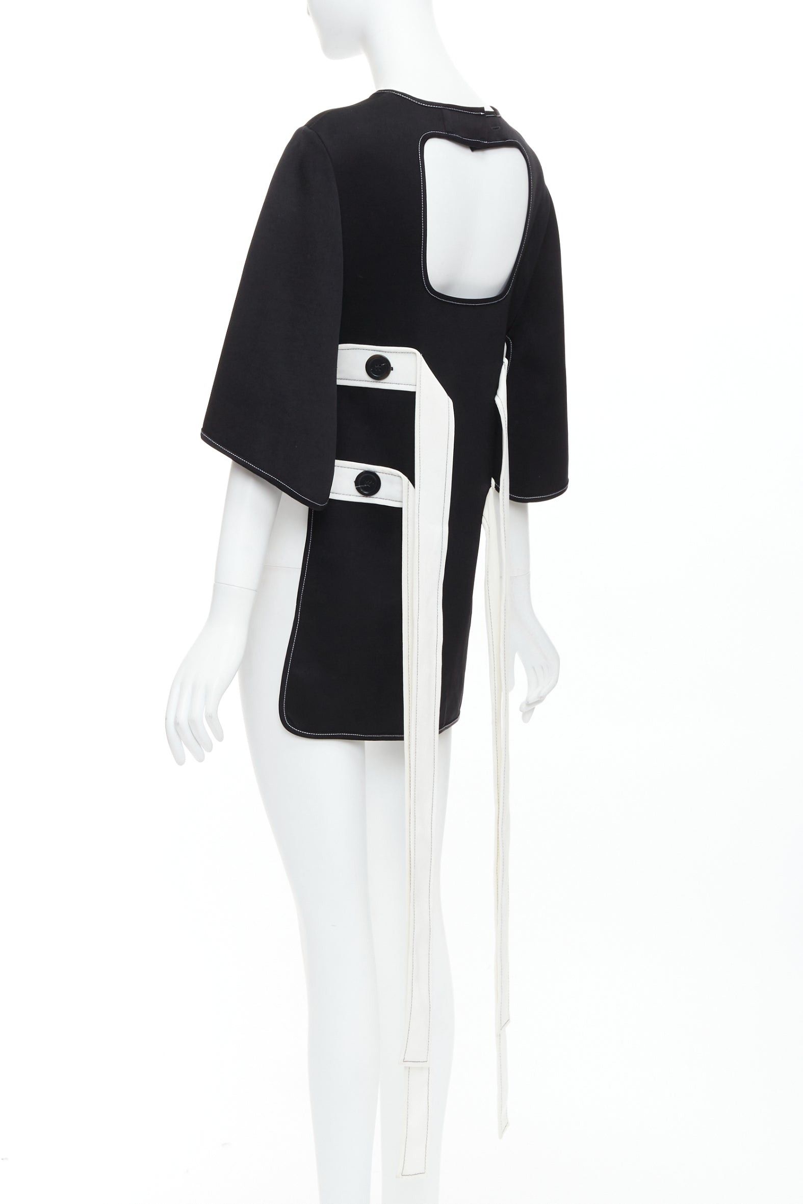 ELLERY ELLERY black white bicolor cut out overstitch backless hi-low top UK8 M Size S / US 4 / IT 40 - 5 Thumbnail