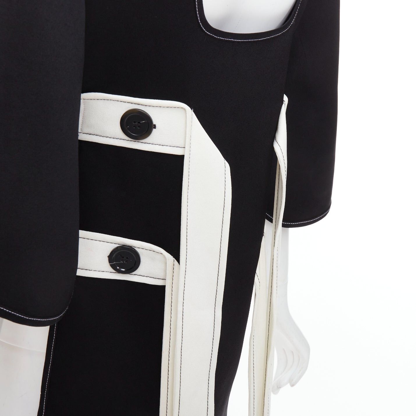 ELLERY ELLERY black white bicolor cut out overstitch backless hi-low top UK8 M Size S / US 4 / IT 40 - 6 Thumbnail