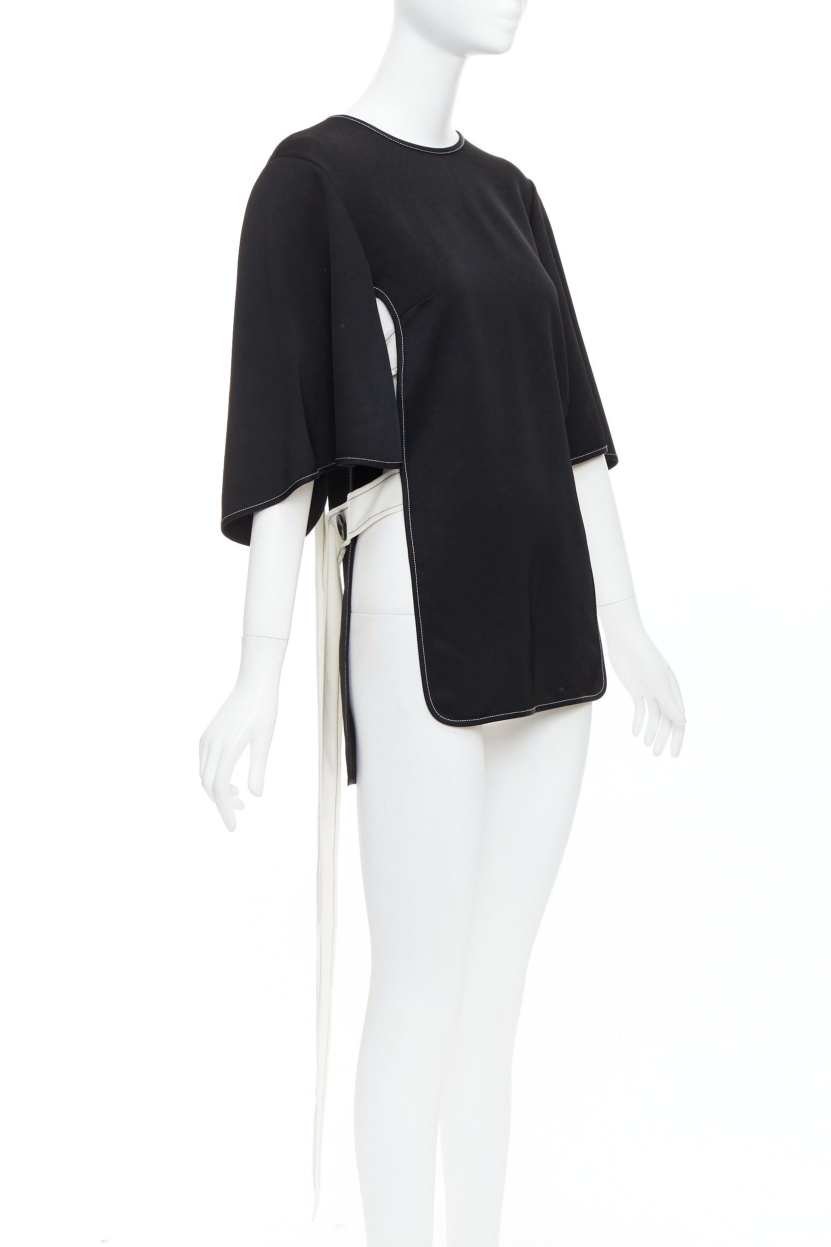 ELLERY ELLERY black white bicolor cut out overstitch backless hi-low top UK8 M Size S / US 4 / IT 40 - 3 Thumbnail
