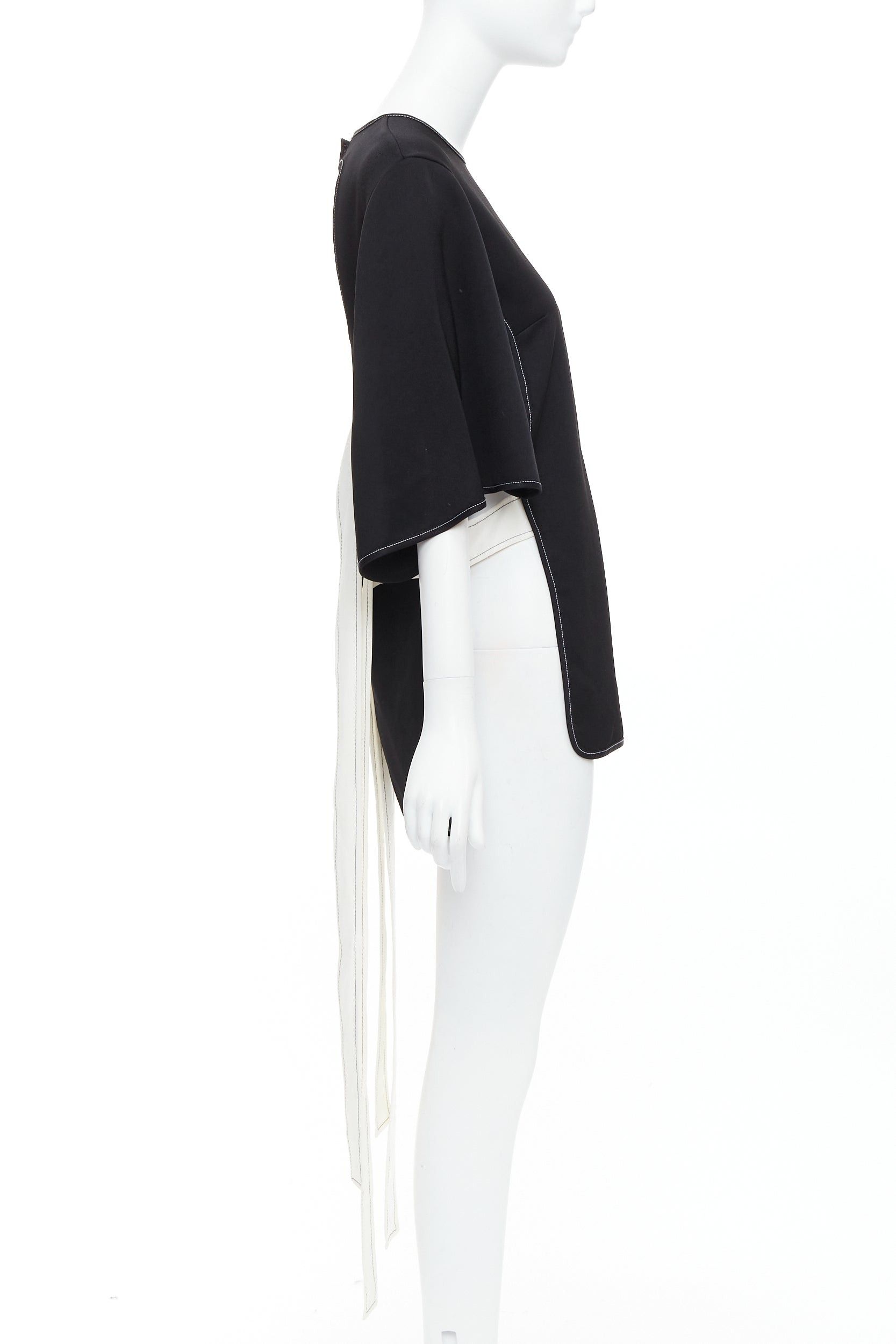 ELLERY ELLERY black white bicolor cut out overstitch backless hi-low top UK8 M Size S / US 4 / IT 40 - 4 Thumbnail