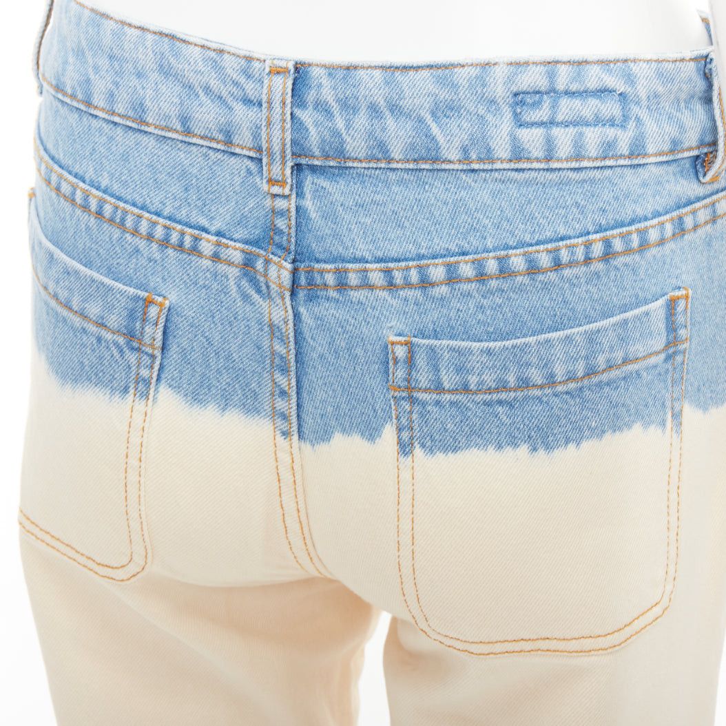 Dries Van Noten DRIES VAN NOTEN 2023 cream blue ombre dip dye mid waist wide jeans 27"2 Size 27" / US 4 / IT 40 - 7 Thumbnail