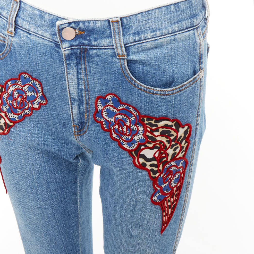 Stella McCartney STELLA MCCARTNEY 2014 red floral leopard applique patch jeans 25" Size 25" / US 0 / IT 36 - 2 Thumbnail