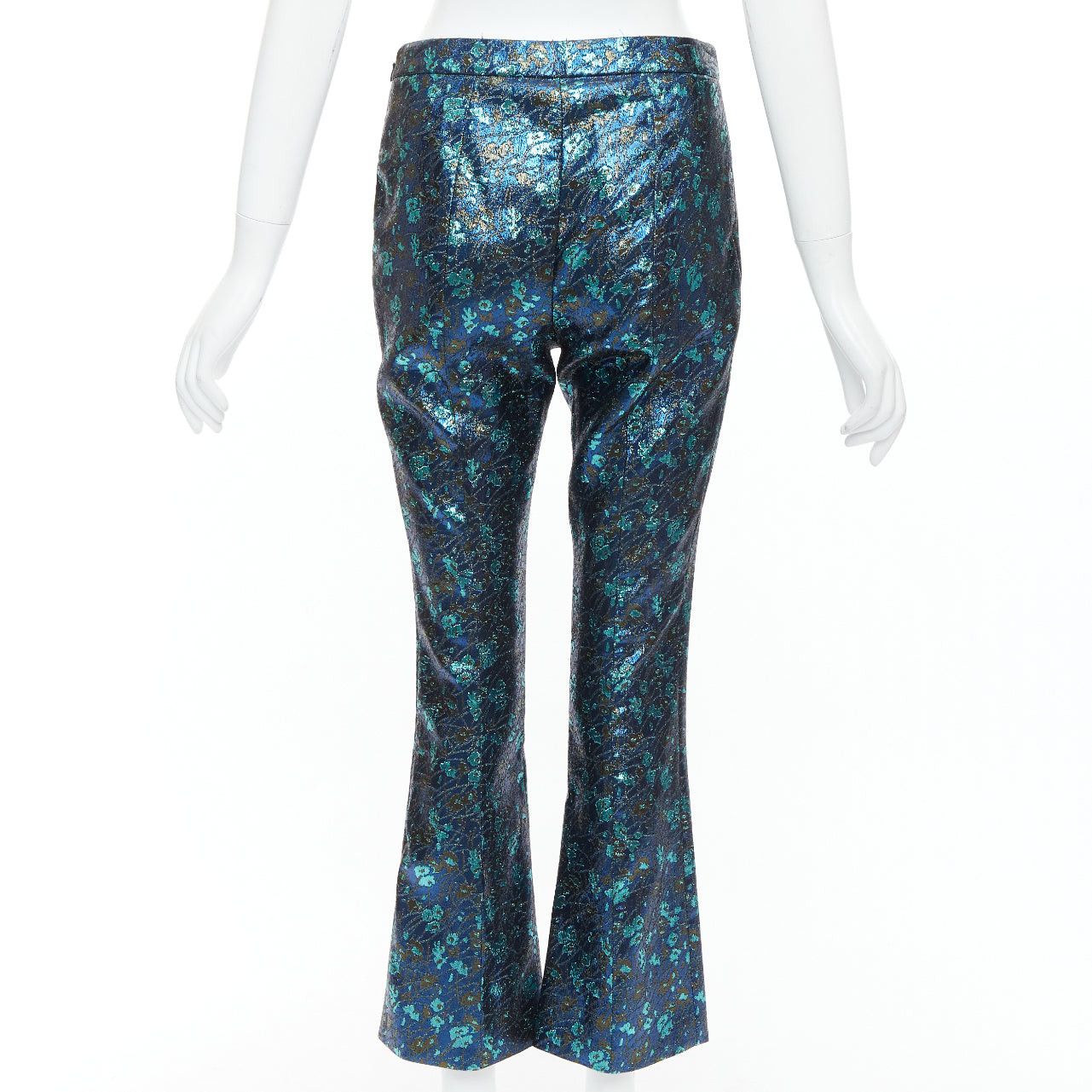 Prada PRADA metallic blue green floral lurex brocade crop pants trousers IT38 XS Size 26" / US 2 / IT 38 - 5 Thumbnail