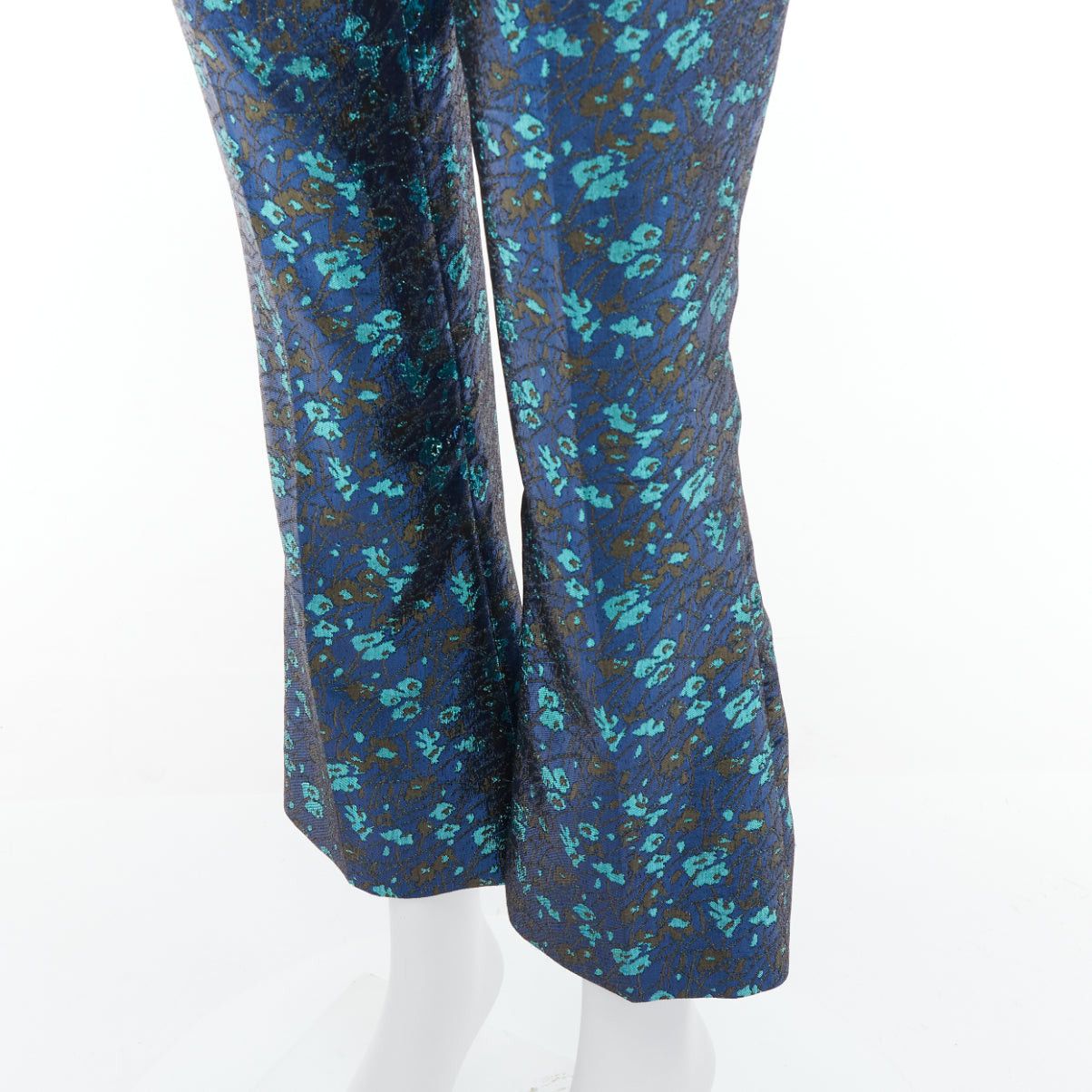 Prada PRADA metallic blue green floral lurex brocade crop pants trousers IT38 XS Size 26" / US 2 / IT 38 - 2 Thumbnail
