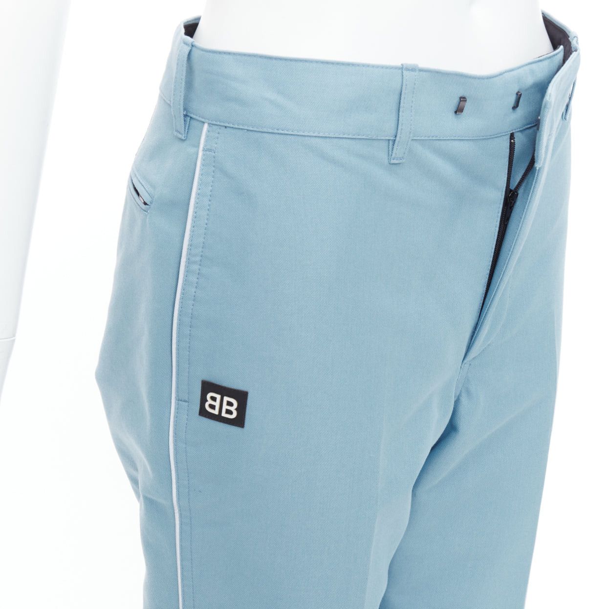 Balenciaga BALENCIAGA Demna 2017 light blue BB rubber logo tapered trousers FR34 XS Size 26" / US 2 / IT 38 - 2 Thumbnail