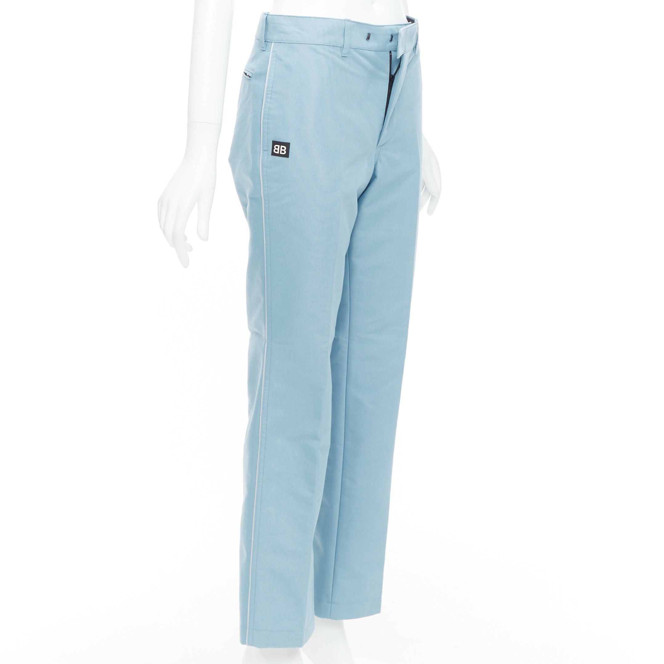 Balenciaga BALENCIAGA Demna 2017 light blue BB rubber logo tapered trousers FR34 XS Size 26" / US 2 / IT 38 - 3 Thumbnail