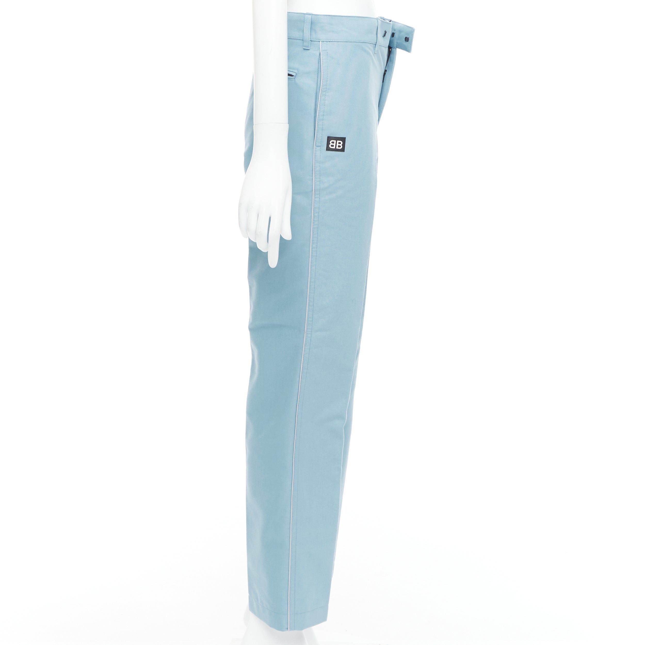 Balenciaga BALENCIAGA Demna 2017 light blue BB rubber logo tapered trousers FR34 XS Size 26" / US 2 / IT 38 - 4 Thumbnail