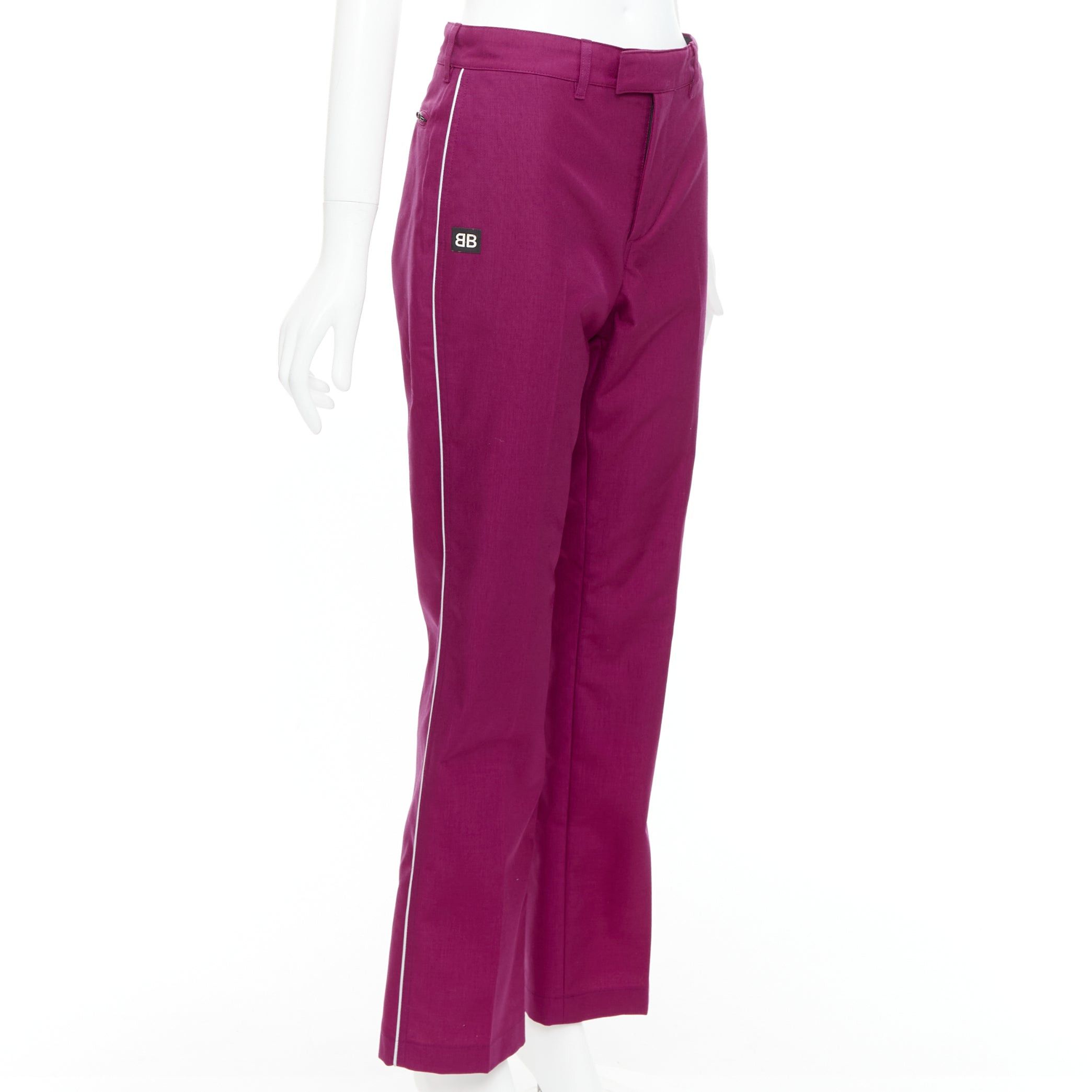 Balenciaga BALENCIAGA Demna 2017 purple BB rubber logo tapered trousers FR34 XS Size 26" / US 2 / IT 38 - 3 Thumbnail