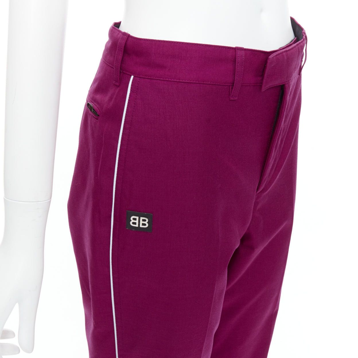 Balenciaga BALENCIAGA Demna 2017 purple BB rubber logo tapered trousers FR34 XS Size 26" / US 2 / IT 38 - 2 Thumbnail