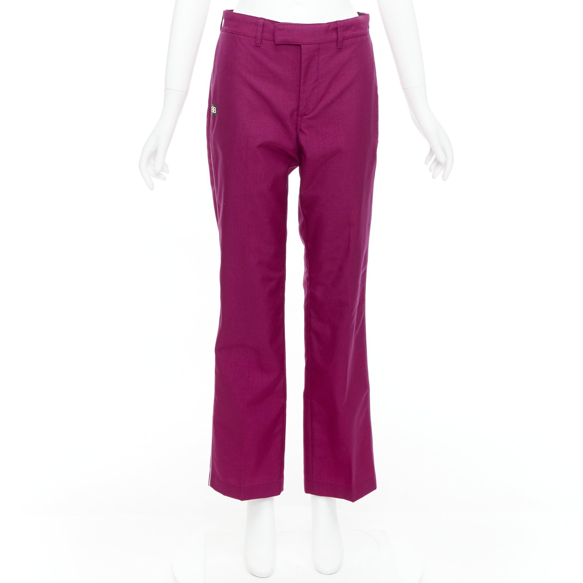 Balenciaga BALENCIAGA Demna 2017 purple BB rubber logo tapered trousers FR34 XS Size 26" / US 2 / IT 38 - 9 Thumbnail