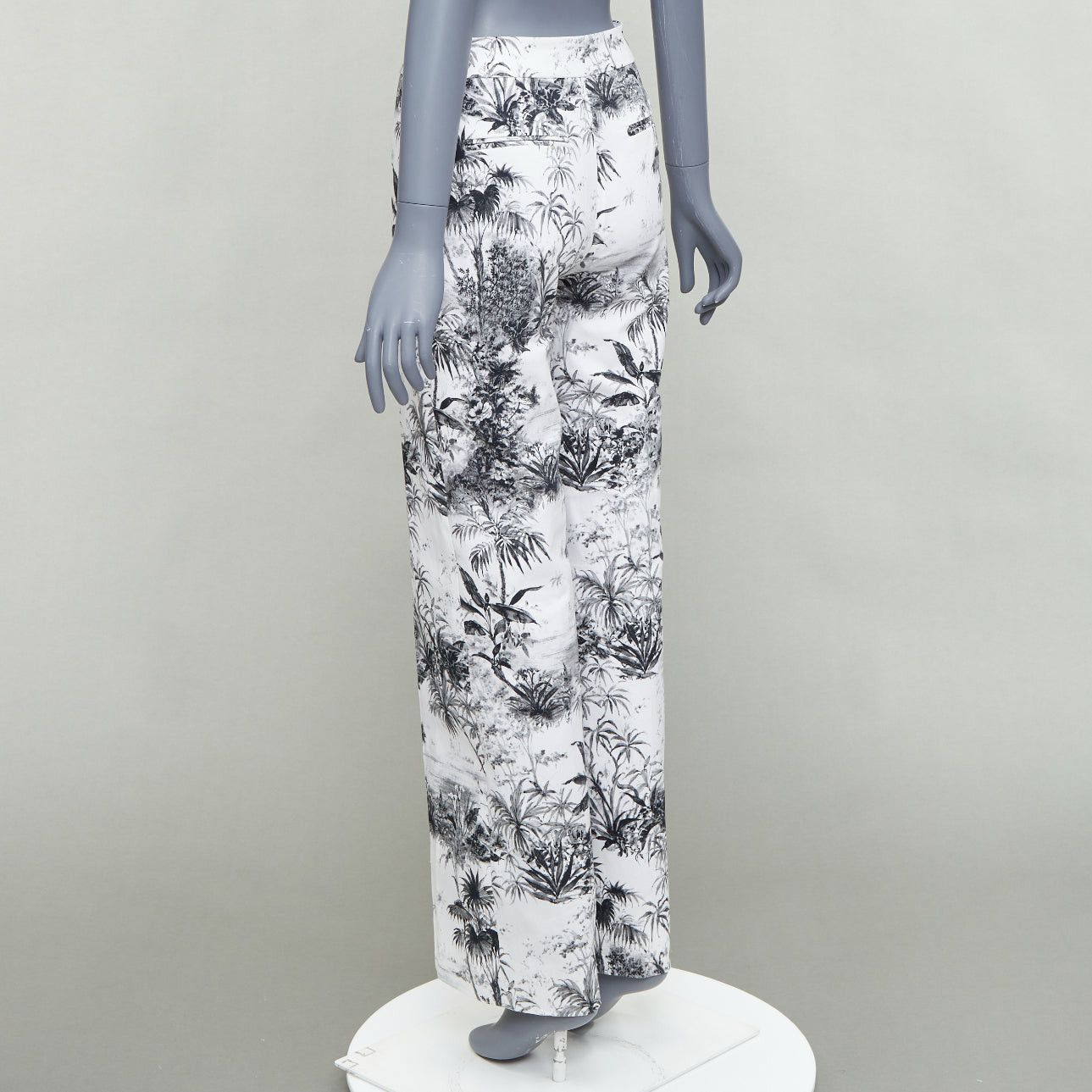 Adam Lippes ADAM LIPPES white black cotton blend floral print straight pants US2 S Size 27" / US 4 / IT 40 - 6 Thumbnail