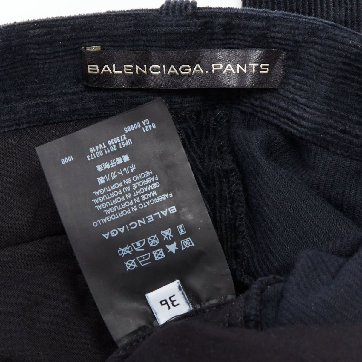 Balenciaga BALENCIAGA 2011 black corduroy mid waist straight leg pants FR36 S Size 27" / US 4 / IT 40 - 8 Thumbnail