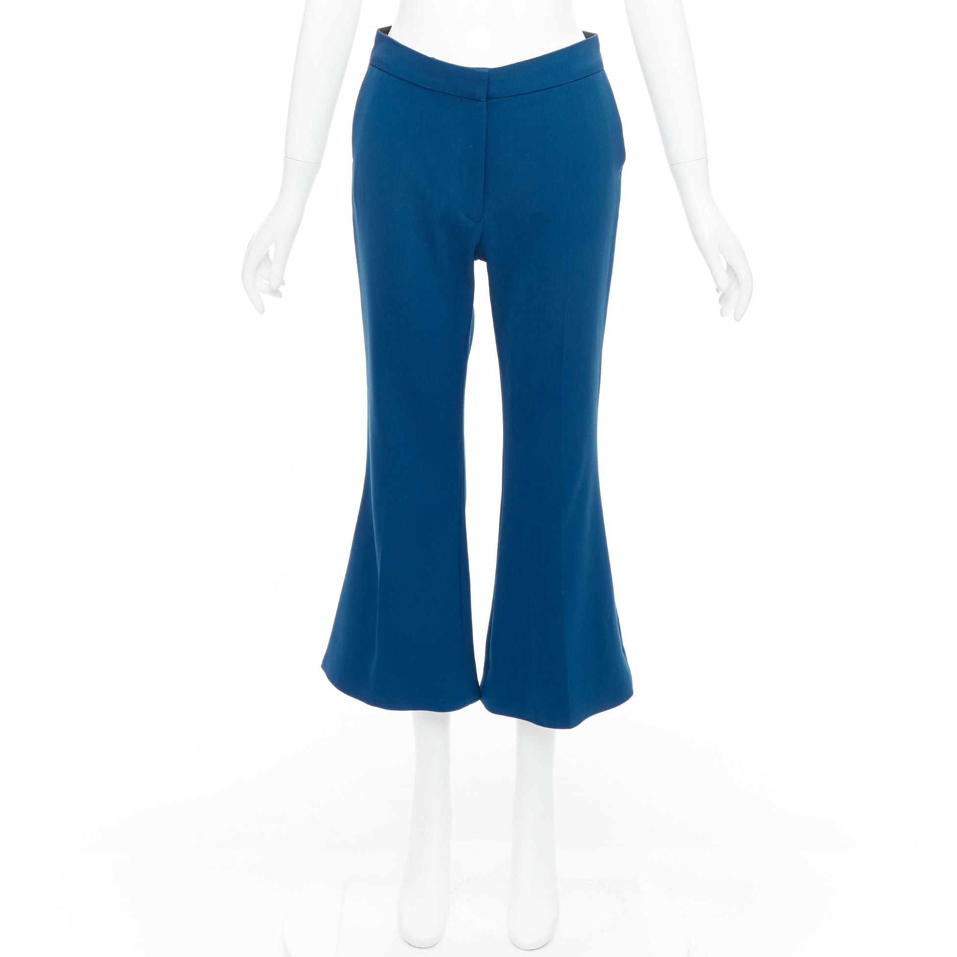 Stella McCartney STELLA MCCARTNEY 2016 100% wool blue flare cropped pants IT38 XS Size 26" / US 2 / IT 38 - 9 Thumbnail