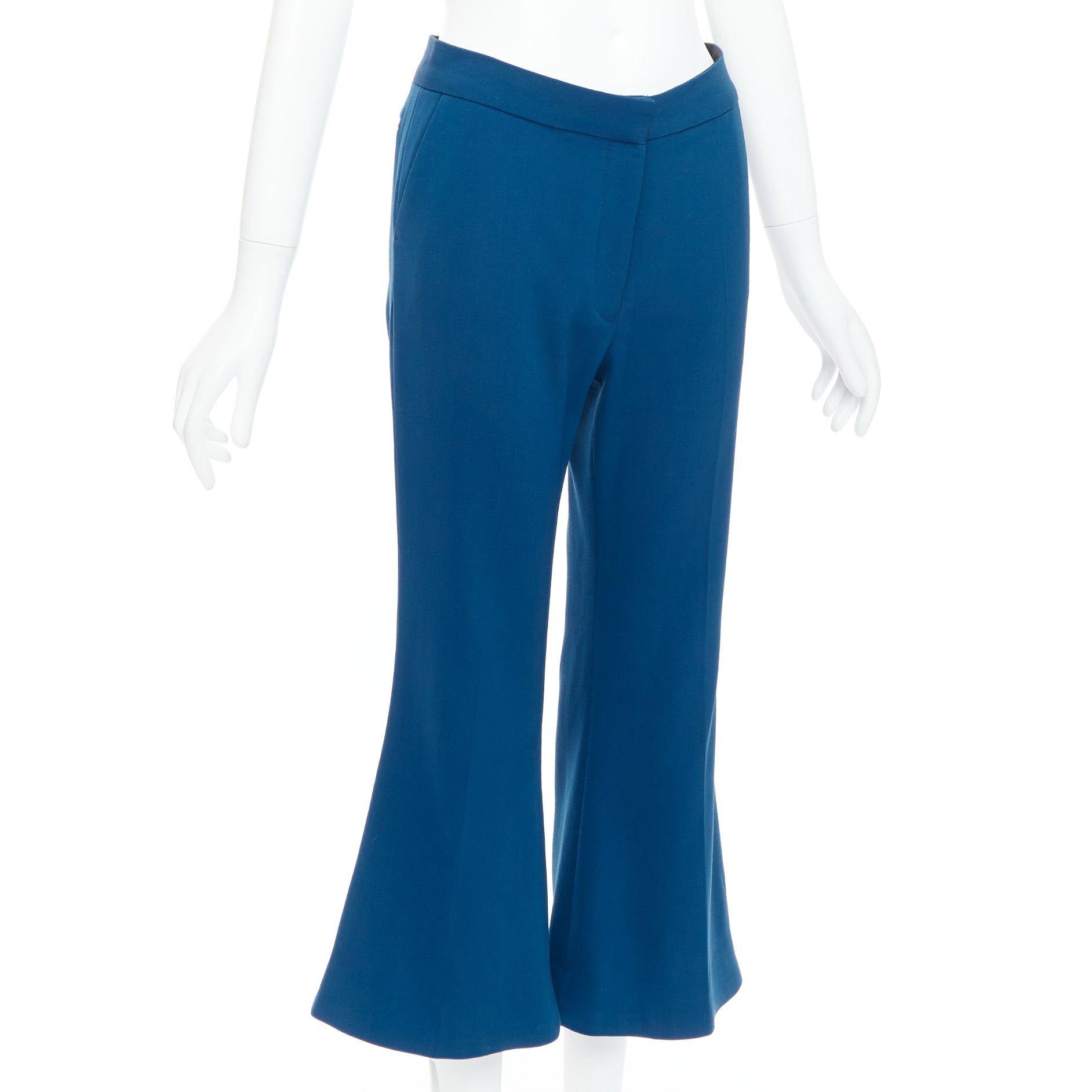 Stella McCartney STELLA MCCARTNEY 2016 100% wool blue flare cropped pants IT38 XS Size 26" / US 2 / IT 38 - 3 Thumbnail