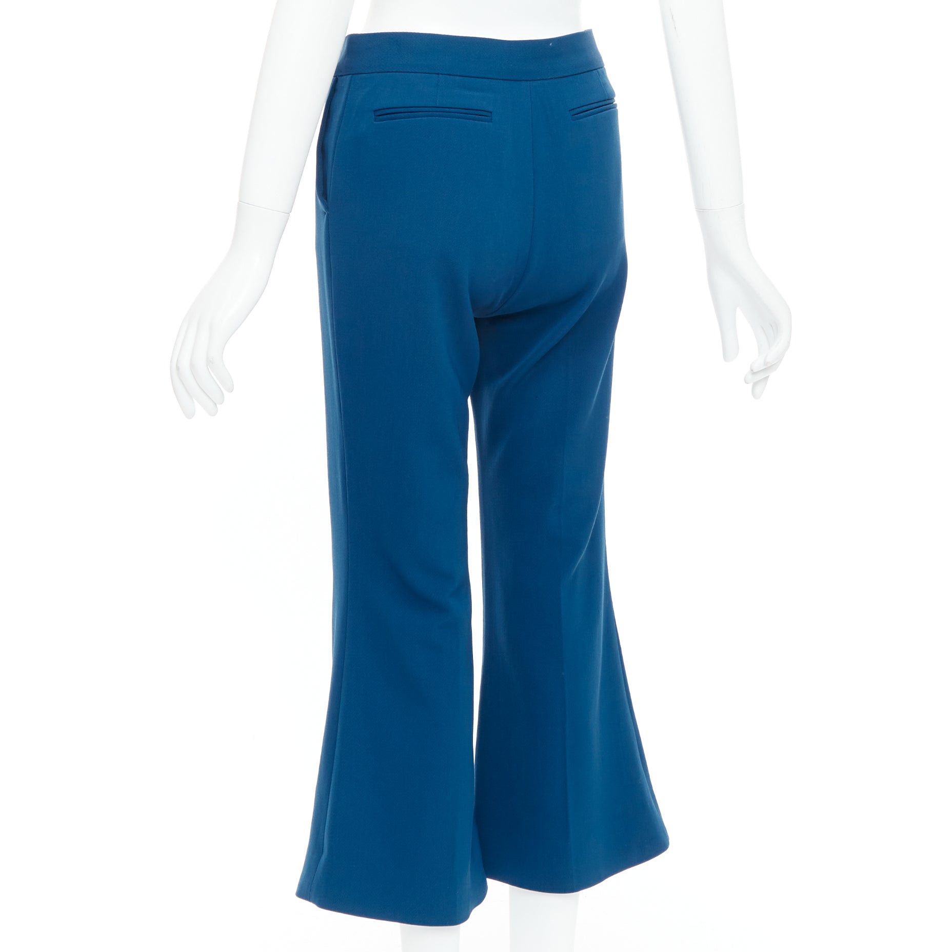 Stella McCartney STELLA MCCARTNEY 2016 100% wool blue flare cropped pants IT38 XS Size 26" / US 2 / IT 38 - 6 Thumbnail